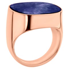 7.8 Carat Lapis Men's Statement Ring in 14k Gold