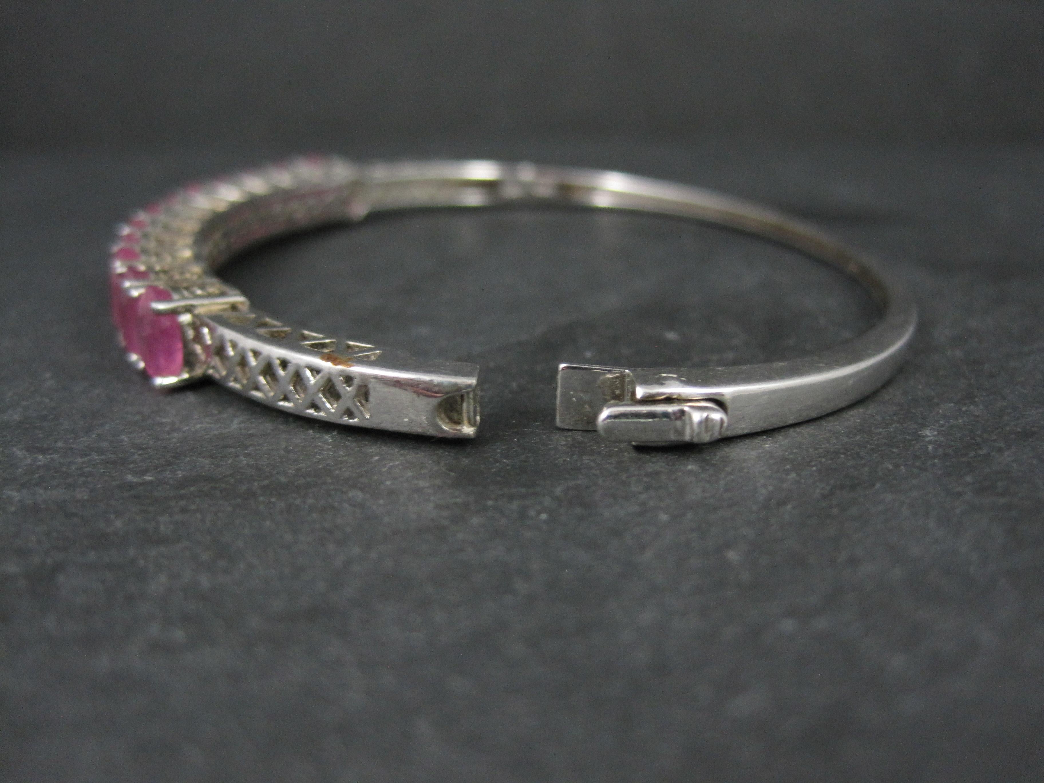 7.8 Carat Pink Sapphire Bangle Bracelet Sterling Silver 7 Inches For Sale 4