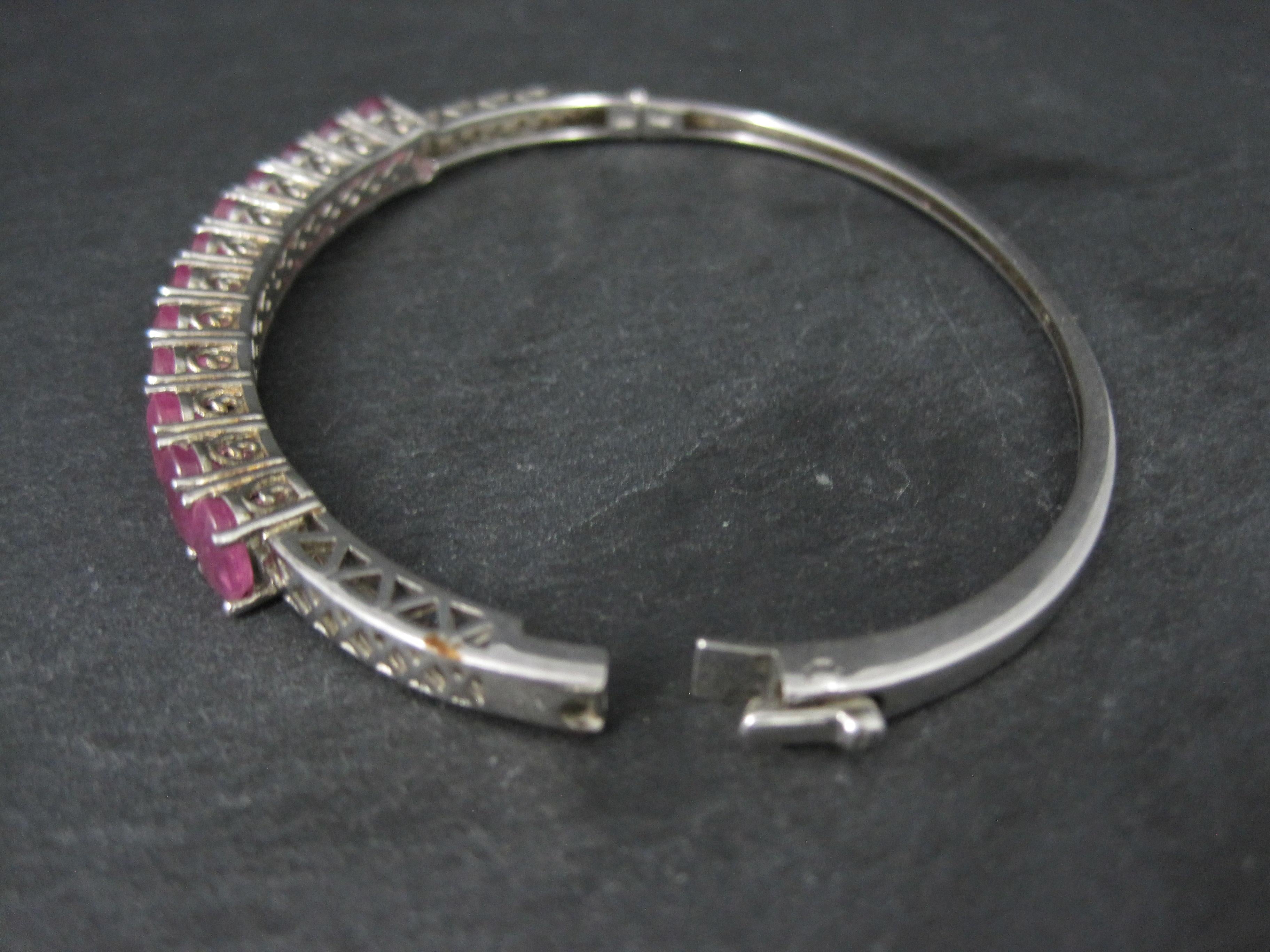 7.8 Carat Pink Sapphire Bangle Bracelet Sterling Silver 7 Inches For Sale 5
