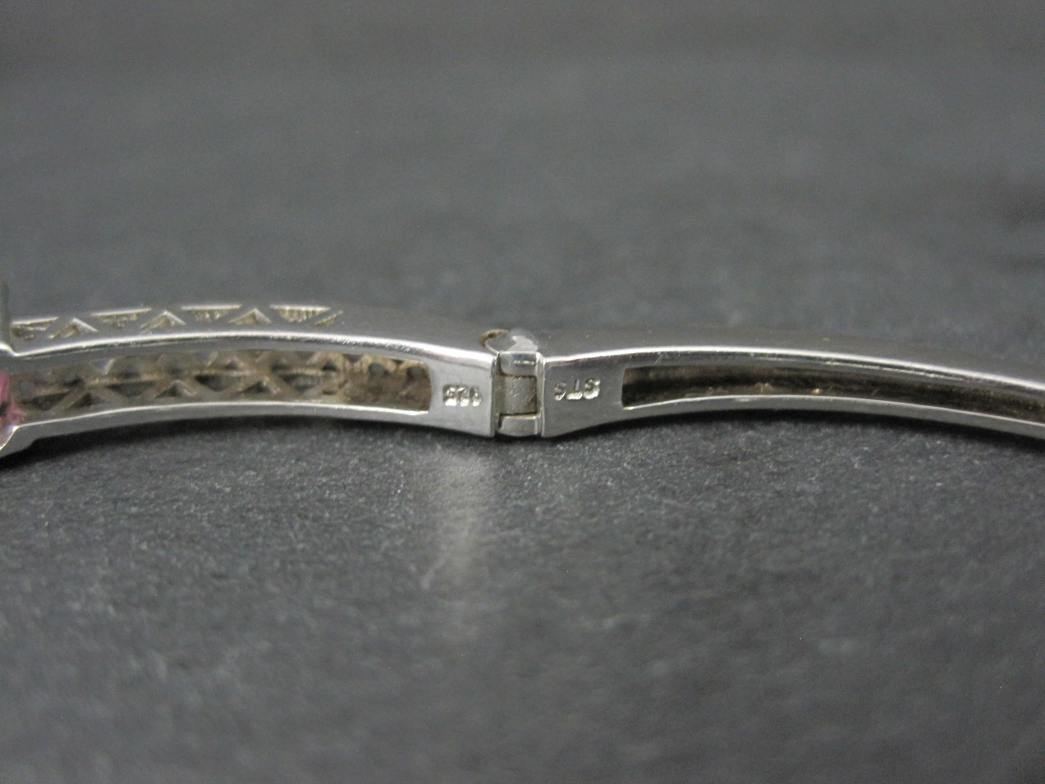7.8 Carat Pink Sapphire Bangle Bracelet Sterling Silver 7 Inches For Sale 6