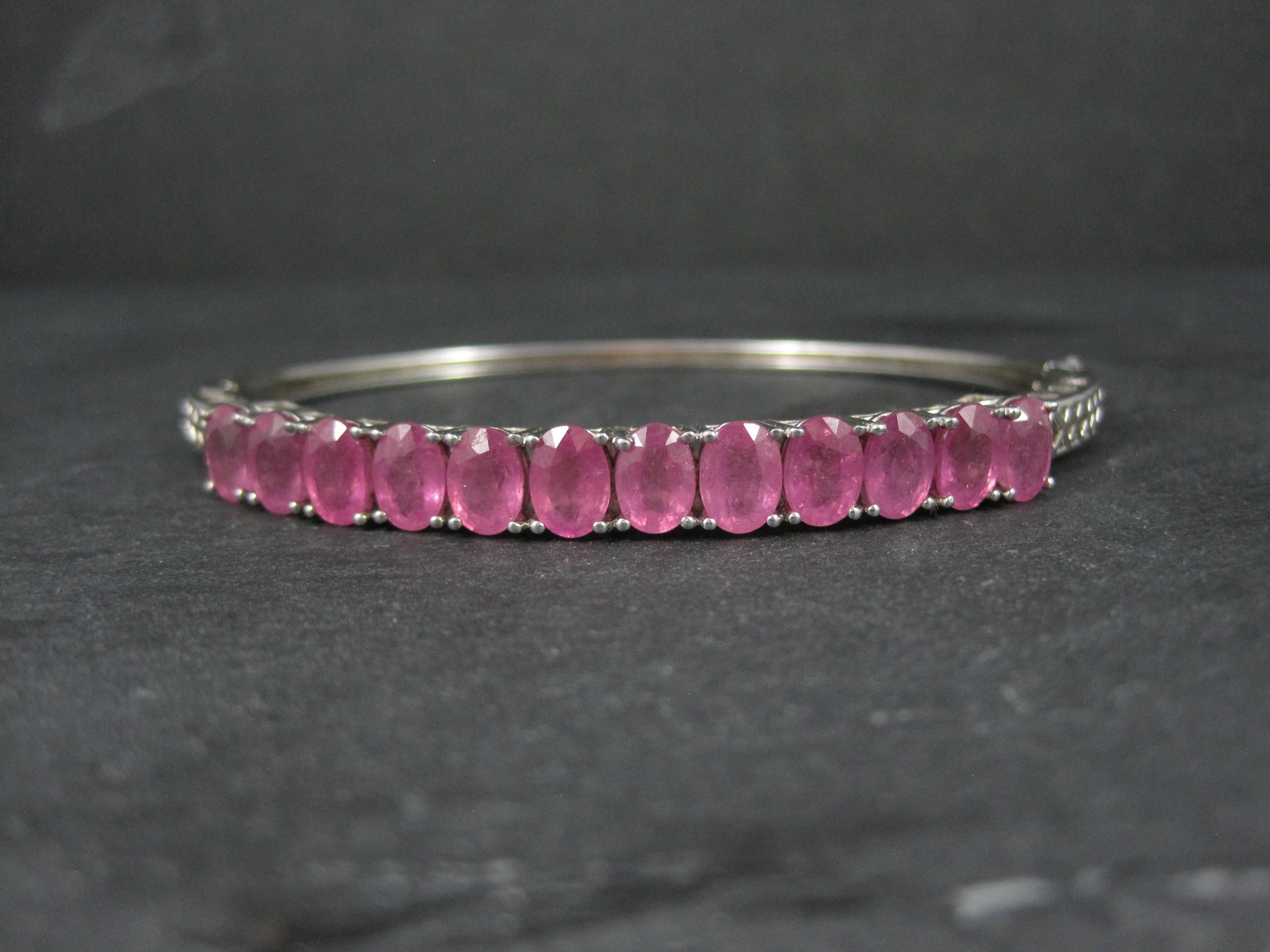 7.8 Carat Pink Sapphire Bangle Bracelet Sterling Silver 7 Inches For Sale 7