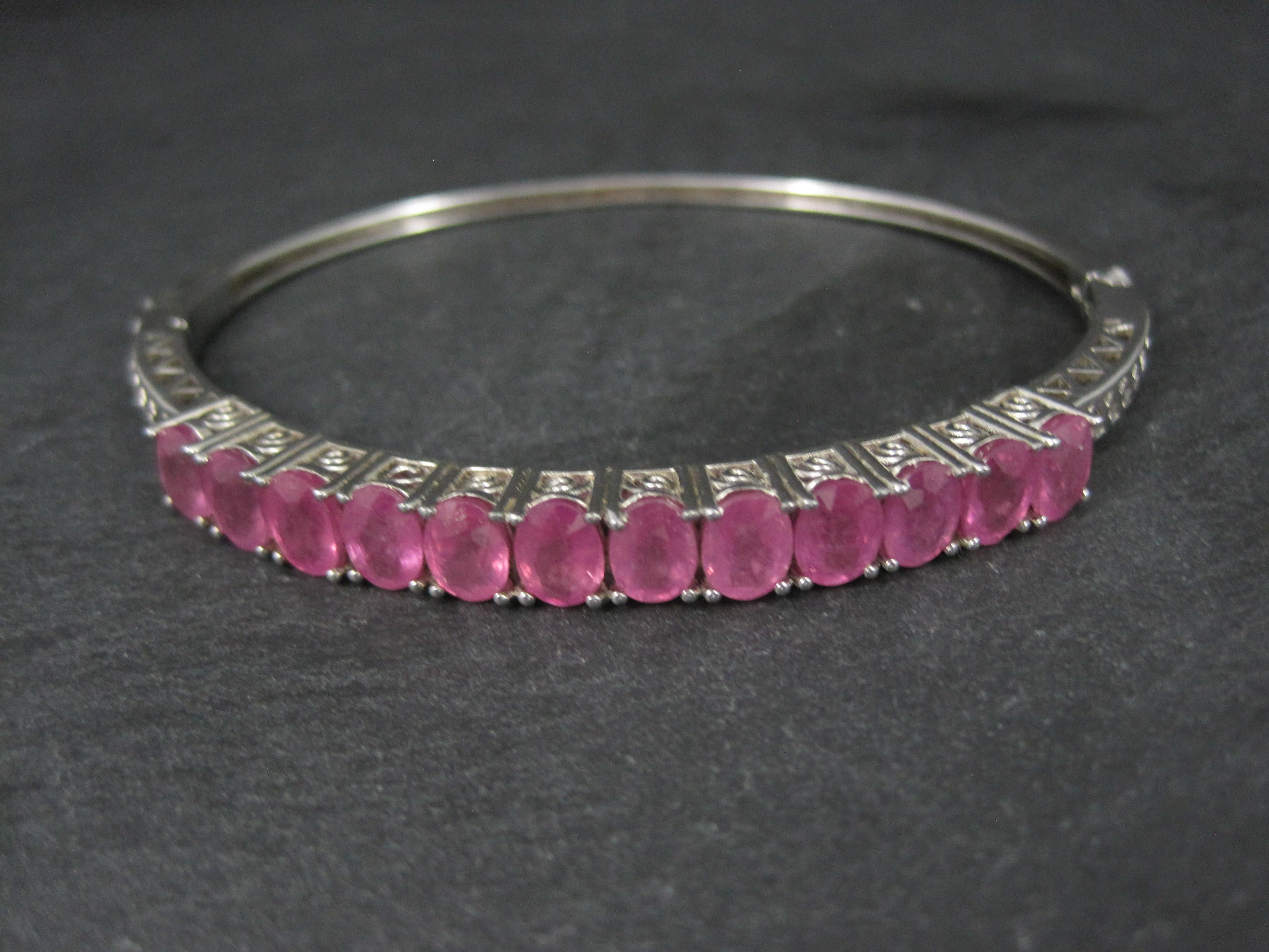 7.8 Carat Pink Sapphire Bangle Bracelet Sterling Silver 7 Inches For Sale 8