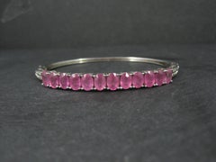 7.8 Carat Pink Sapphire Bangle Bracelet Sterling Silver 7 Inches