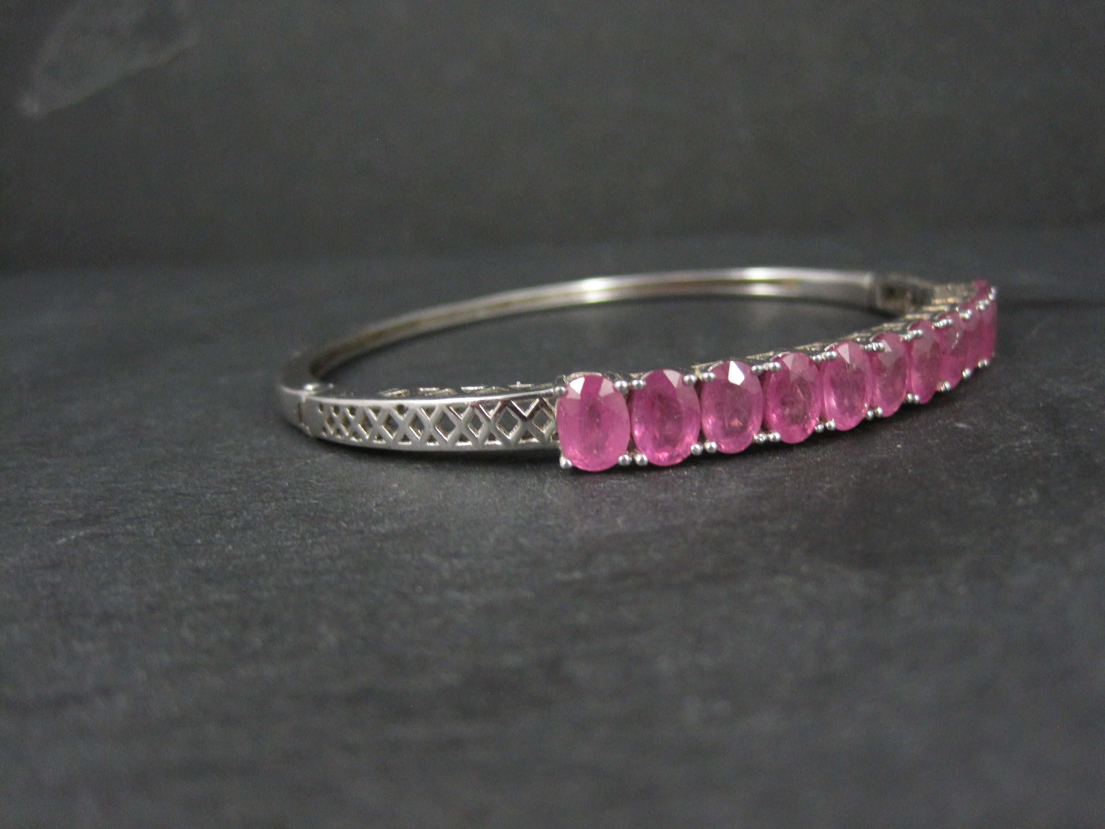 Contemporary 7.8 Carat Pink Sapphire Bangle Bracelet Sterling Silver 7 Inches For Sale