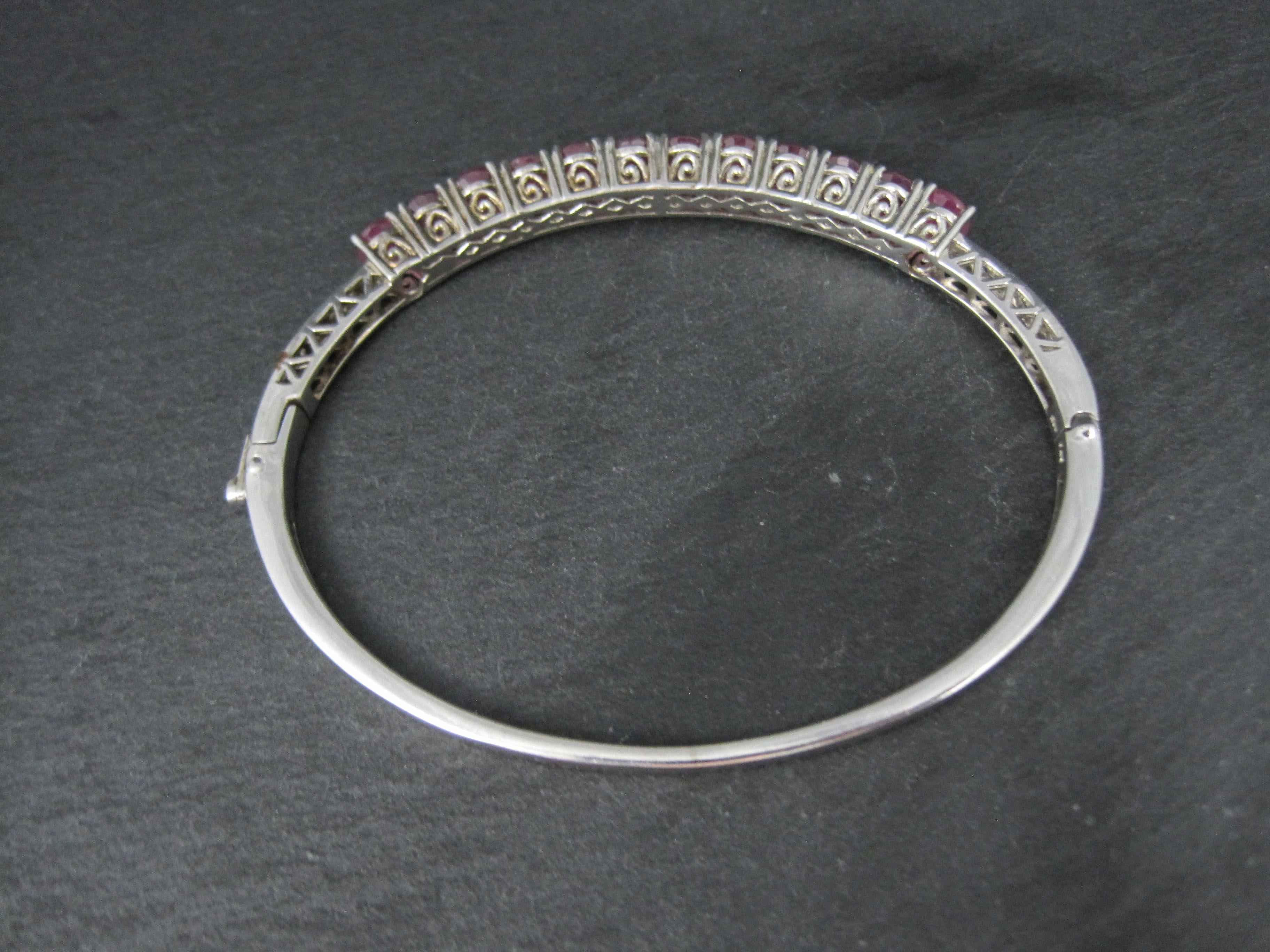 7.8 Carat Pink Sapphire Bangle Bracelet Sterling Silver 7 Inches In New Condition For Sale In Webster, SD