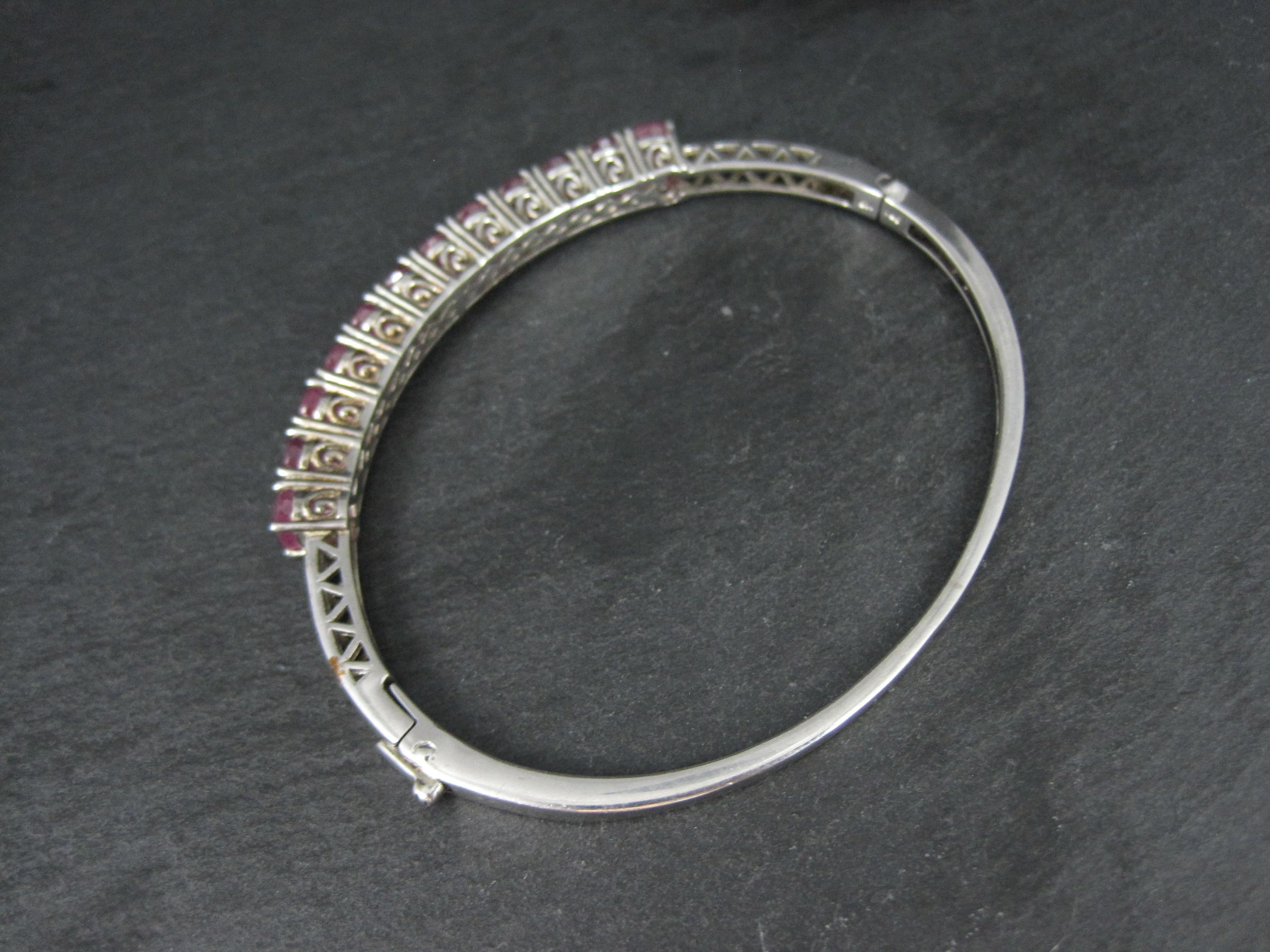 Women's 7.8 Carat Pink Sapphire Bangle Bracelet Sterling Silver 7 Inches For Sale