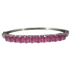 Bracelet jonc en argent sterling avec saphir rose de 7,8 carats de 7 pouces