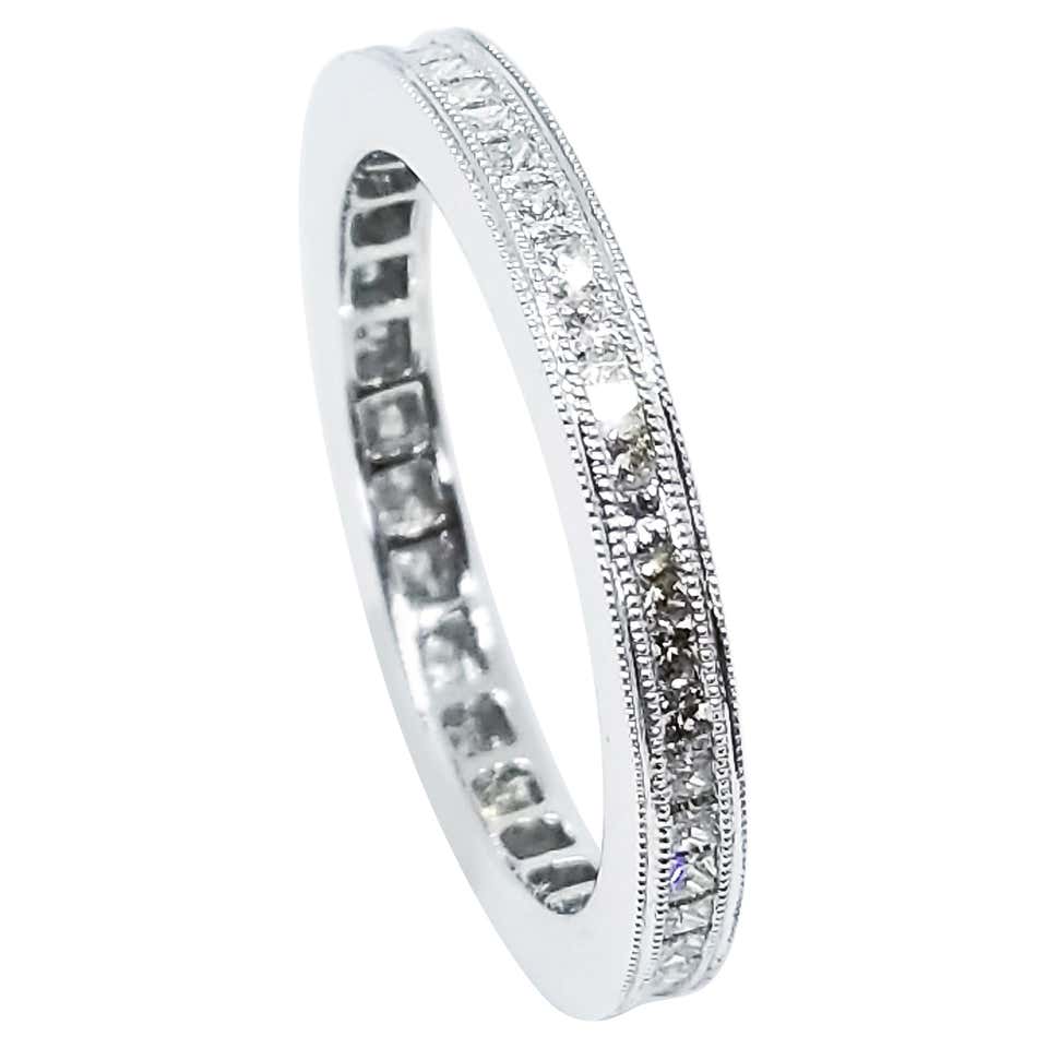 Channel Set Dimonds 0.25 Carat Round Diamond Channel Set Half Eternity Band Ring 18 Karat ...