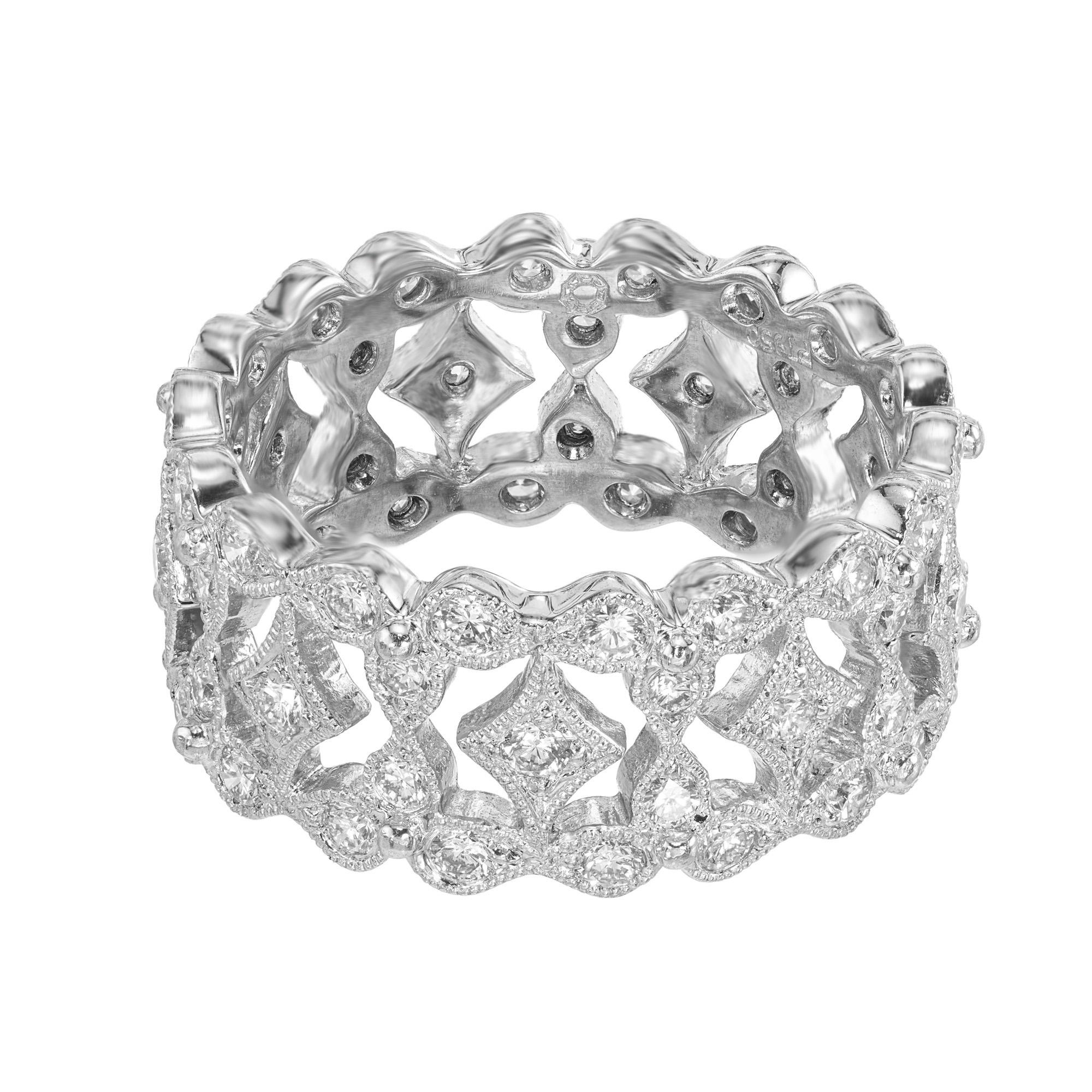 Taglio rotondo .78 Carati Diamante Taglio Brillante Rotondo Anello Eternità in Platino in vendita