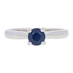 .78 Carat Round Cut Sapphire and Diamond Ring, Platinum Cathedral Mount