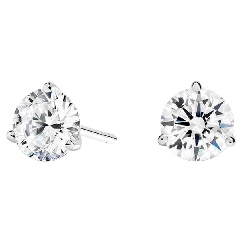 Orecchini di diamanti naturali rotondi da .78 carati 14Kt Martini 3-Prong VS2-G