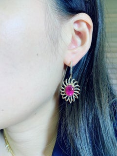 7.8 Carat Rubelite/ red / Designer 18k rose gold Dangling Earring