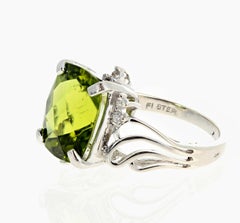 AJD Brilliant Rare Natural Green 7.8 Ct Sri Lanka Zircon & Diamond Ring
