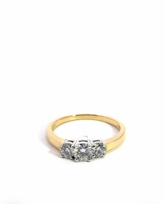 .78 Carat Total Weight Three-Stone Round Diamond Ring 14K Yellow and White Gold