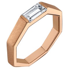 .78 Carat White Diamond Baguette Octagonal Solitaire Ring 18k Rose Gold