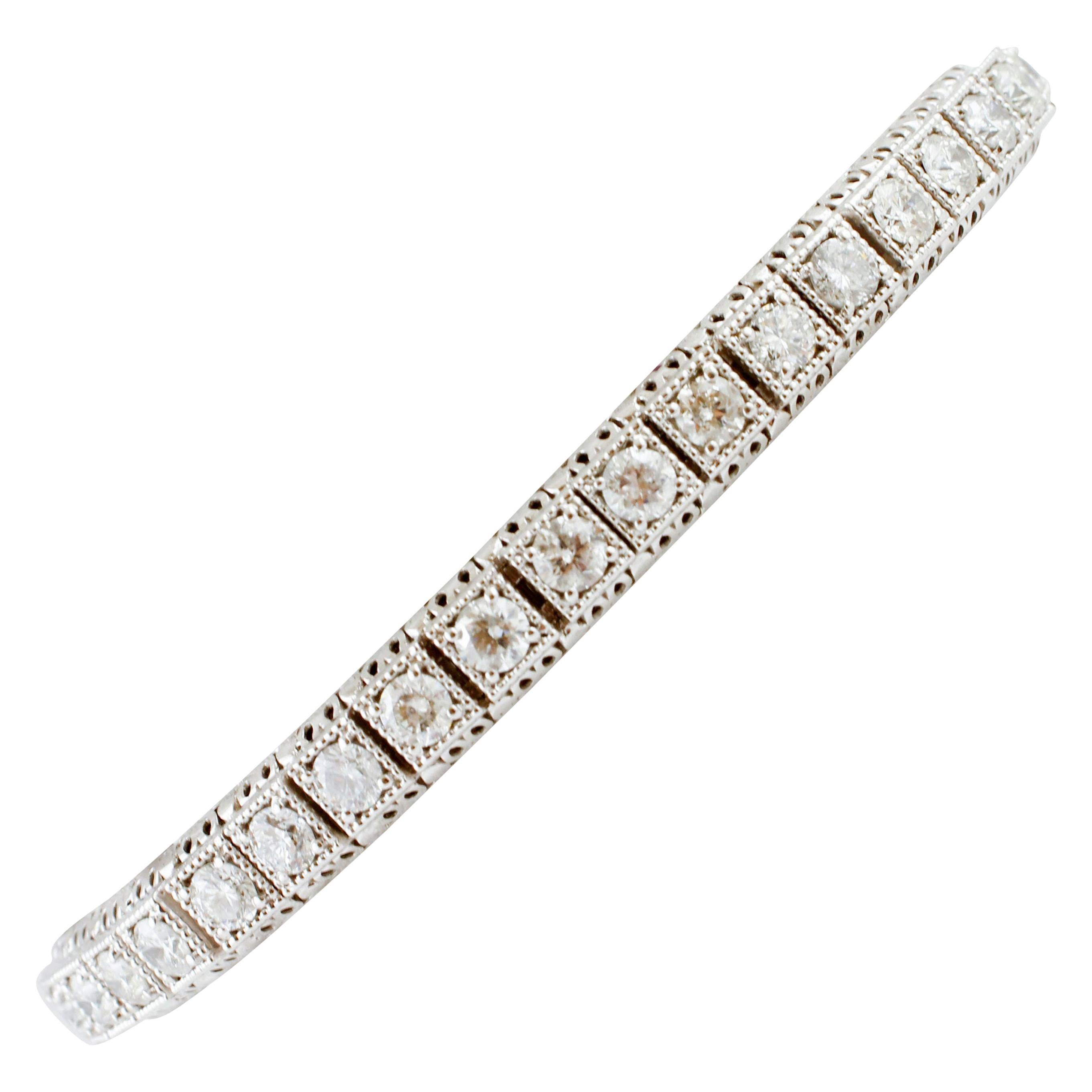 7.8 Carat White Diamonds, White Gold Tennis Bracelet