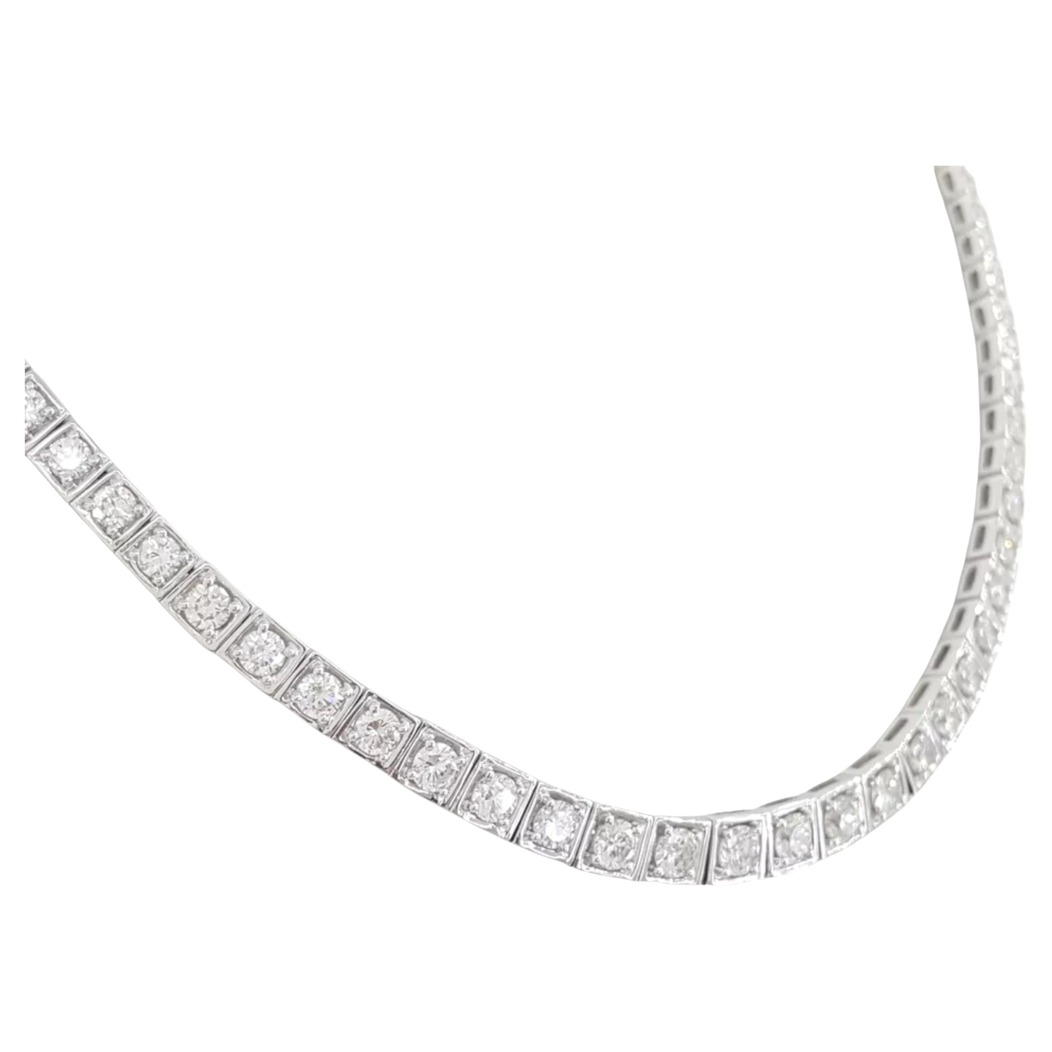 Marquise Cut 7.8 ct Round Brilliant Cut Diamond Riviera Tennis Line Necklace For Sale