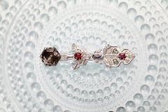 18k Gold Quartz Tourmaline Diamond Brooch, 78° North Design by Capucine H