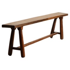 Banc de 78" en bois de chêne français, France, années 1920