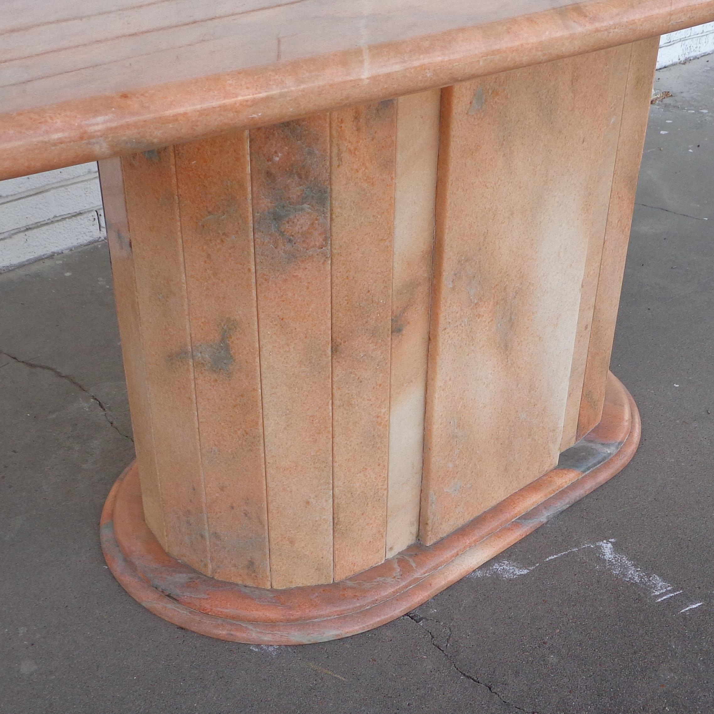 Mid-Century Modern Italian Breccia Oniciata Marble Pedestal Table For Sale