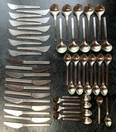 78 Pc Georg Jensen Stainless Steel Flatware Set Designed by Magnus Stephensen
