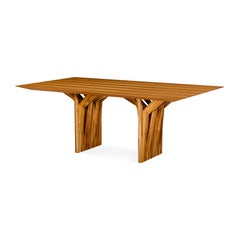 Customizable Teak Dining Table with 78-Inch Top and Sculptural Base – Radi Line