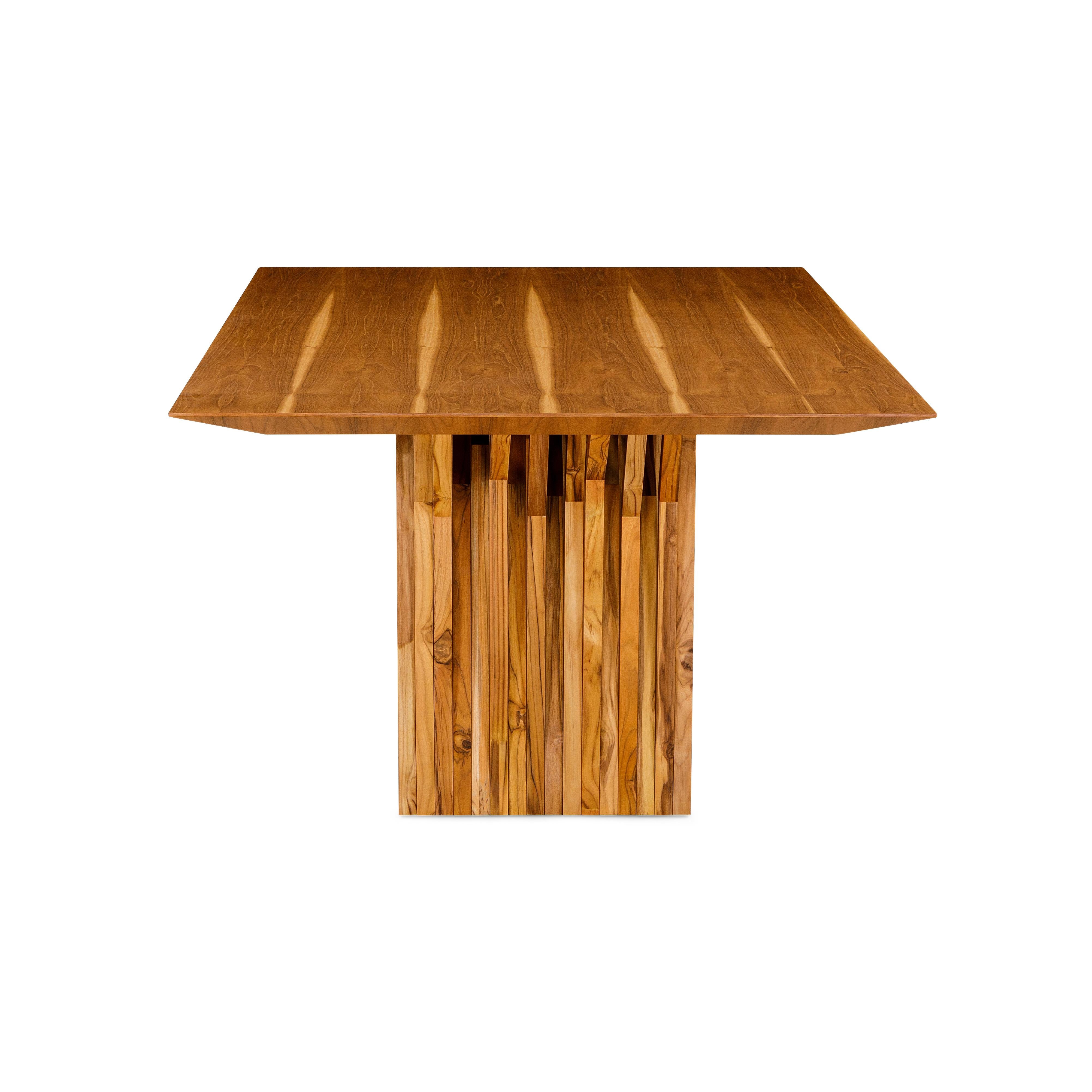 Brazilian Radi Dining Table with a Teak Wood Veneered Table Top 78'' For Sale