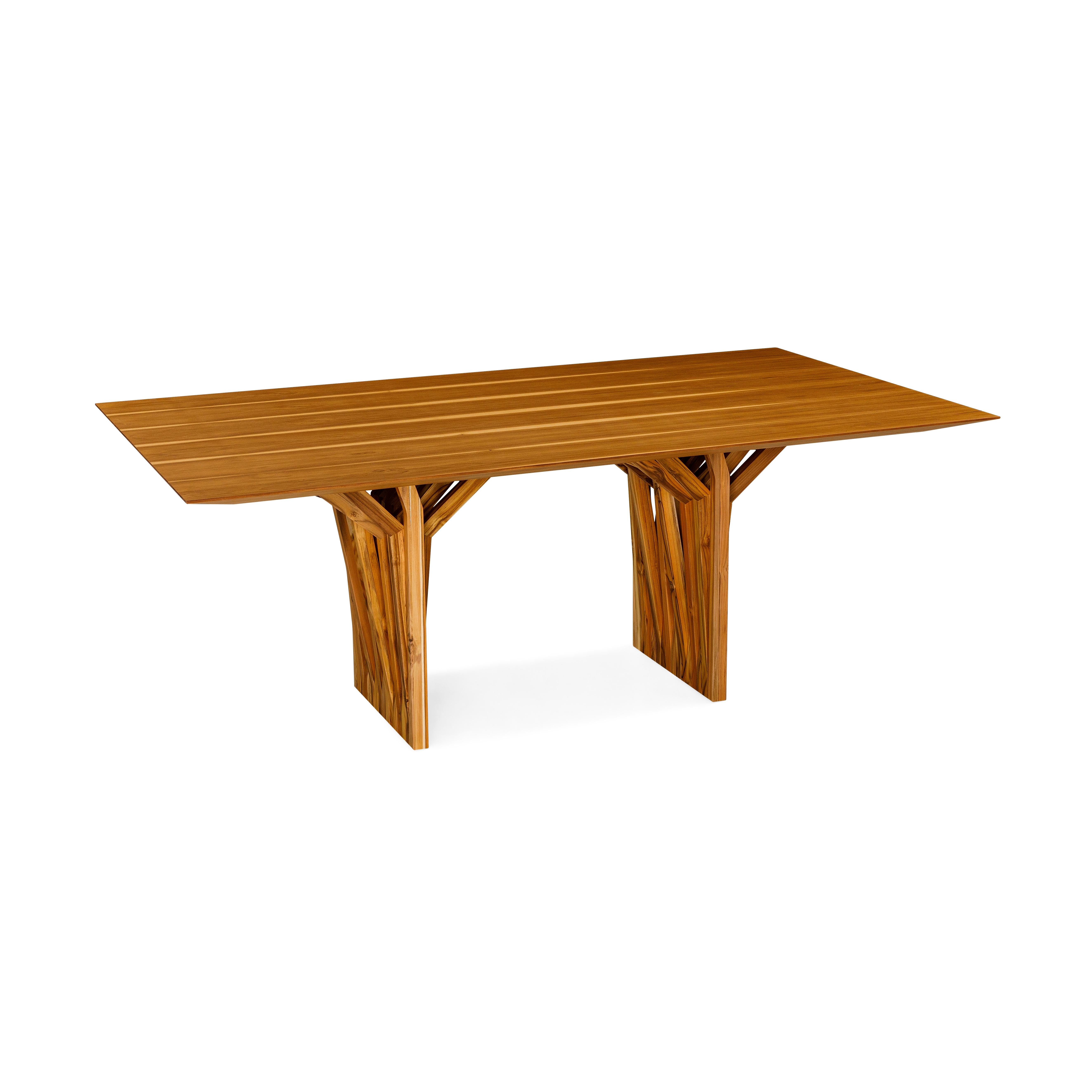 Radi Dining Table with a Teak Wood Veneered Table Top 78'' In New Condition For Sale In Miami, FL