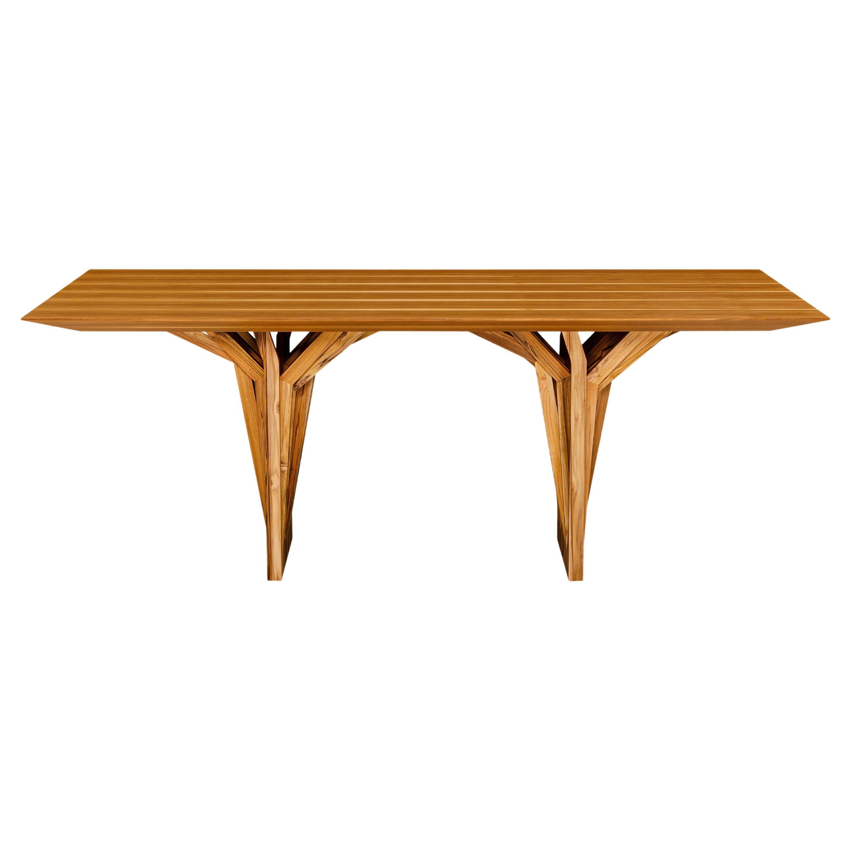 Radi Dining Table with a Teak Wood Veneered Table Top 78''