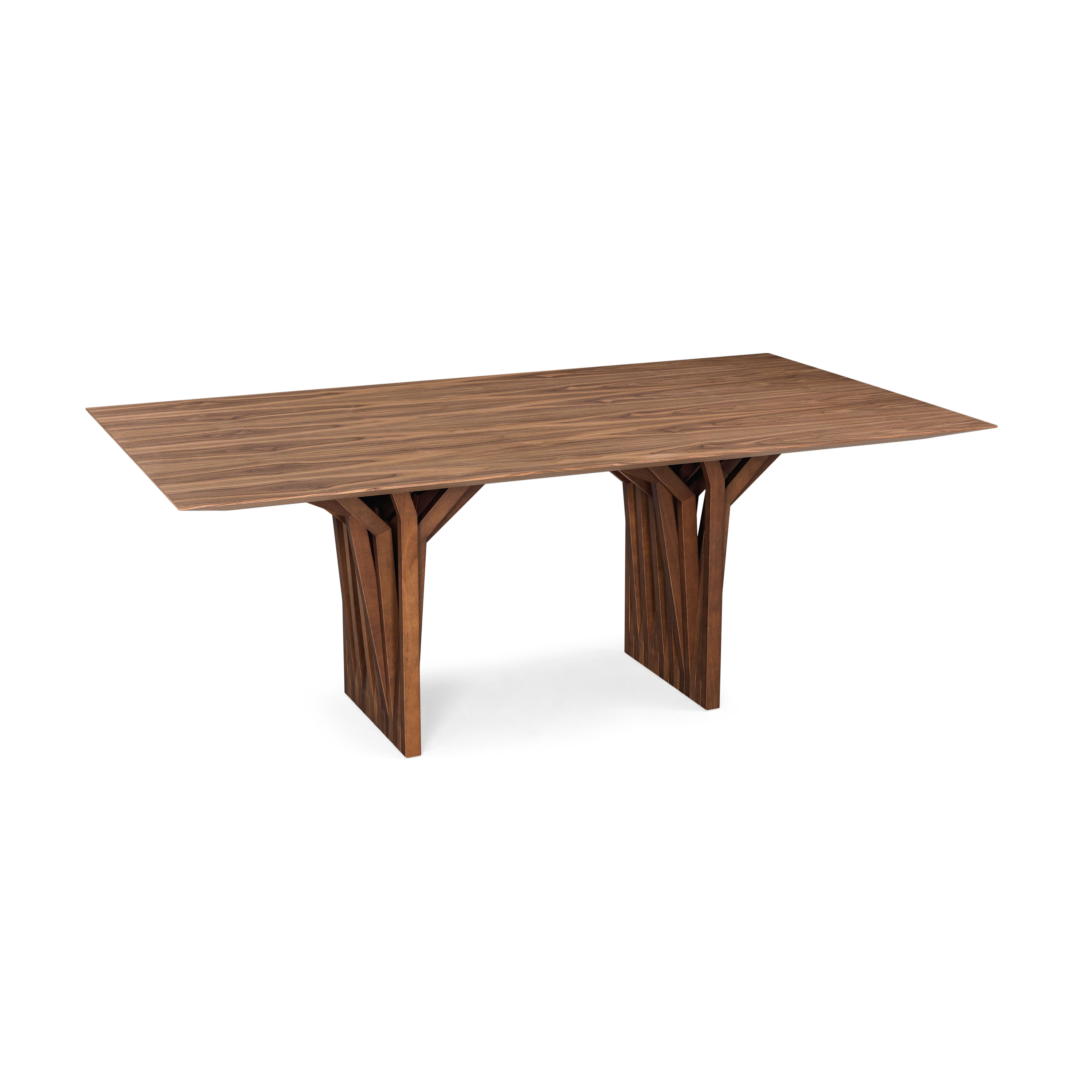 Radi Dining Table with a Walnut Wood Veneered Table Top 78'' For Sale 1