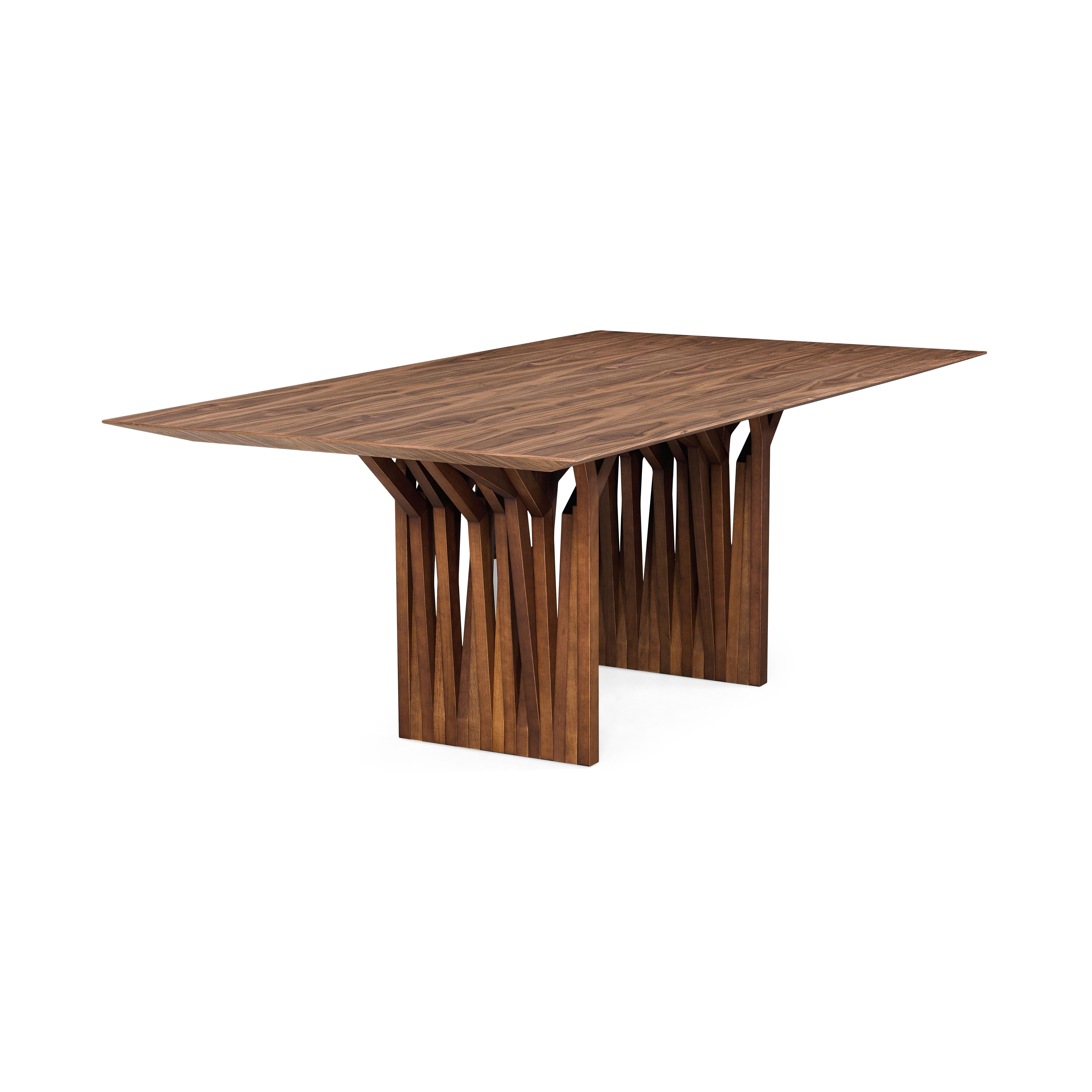 Radi Dining Table with a Walnut Wood Veneered Table Top 78'' For Sale 4
