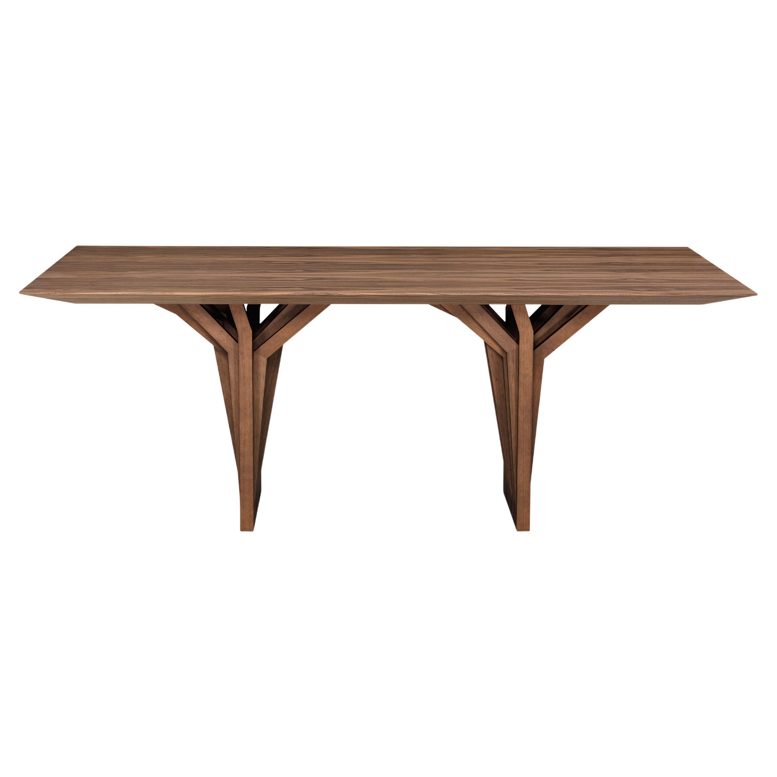 Walnut Dining Table with 98-Inch Top and Sculptural Base, Radi Collection