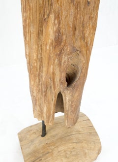78" Tall & Narrow Natural Art Light Driftwood Specimen Sculpture on Wooden Base