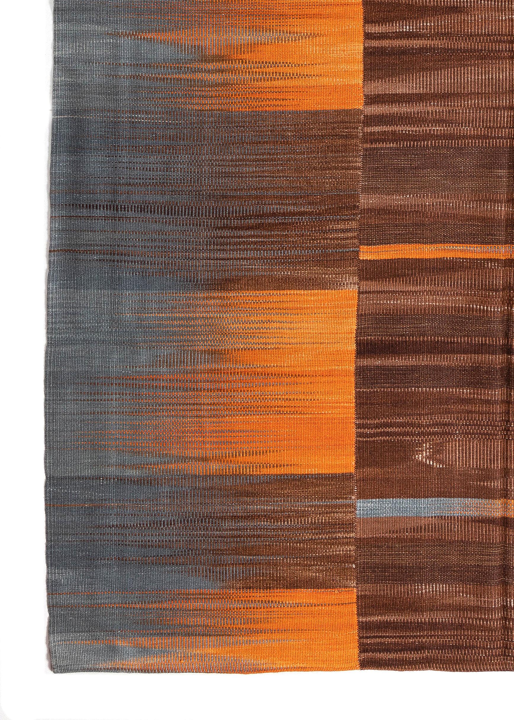 7'8'' x 10'9' Moderner türkischer Kilim, New Doppelseitiger Teppich in Orange, Grau & Braun (Türkisch) im Angebot