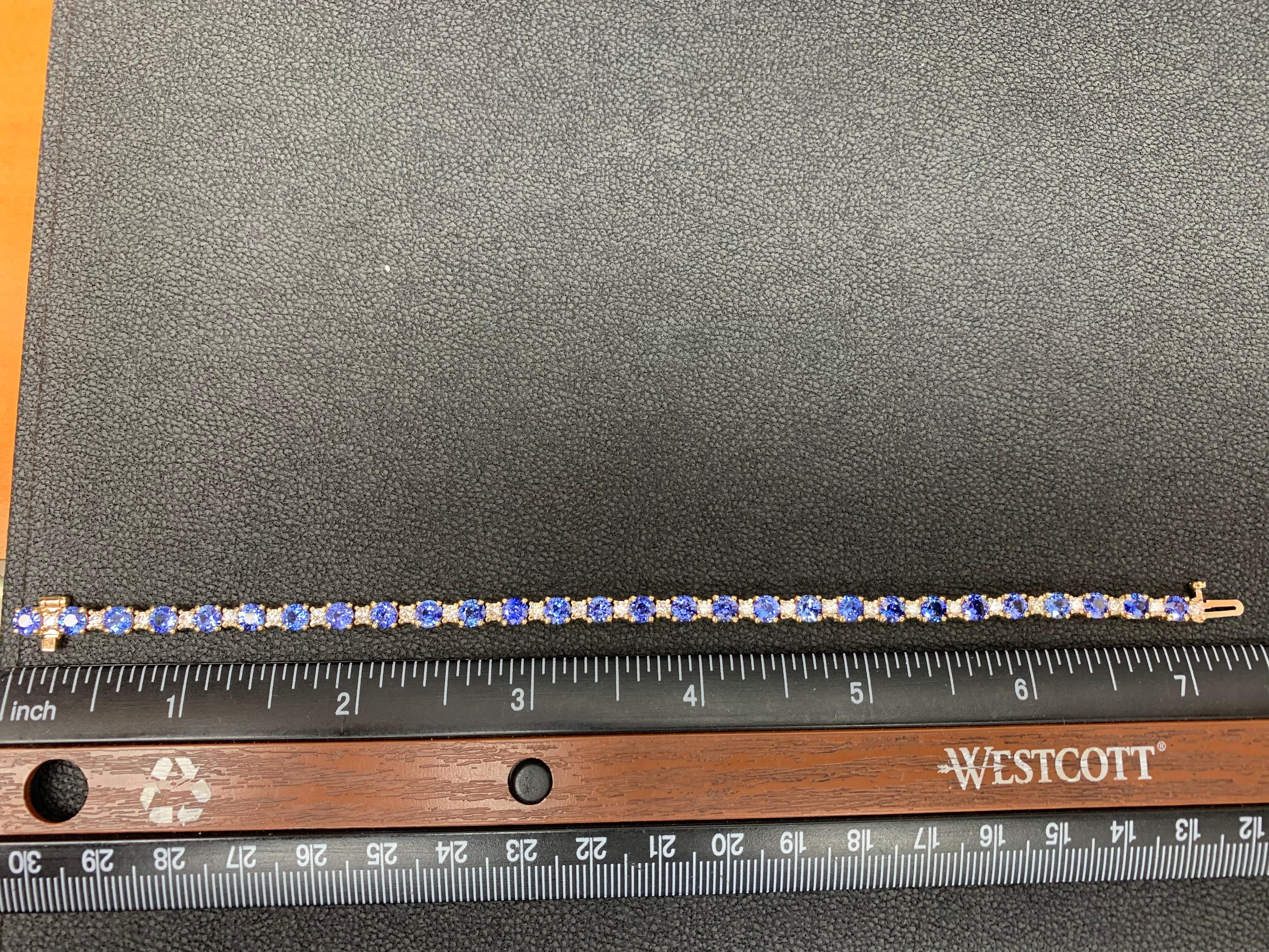 Bracciale tennis con zaffiri e diamanti alternati da 7,80 carati in oro giallo 14 carati in vendita 7