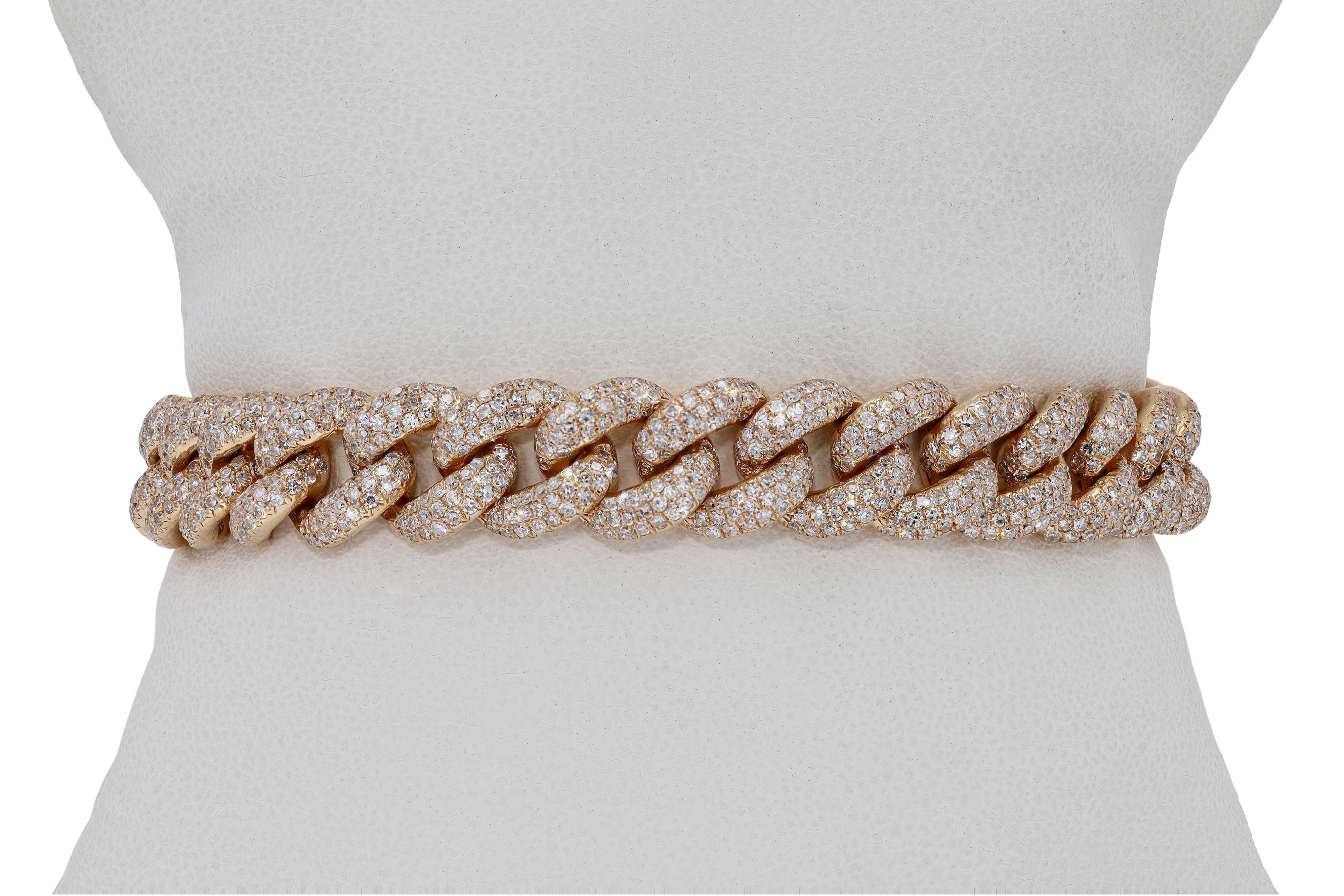 7.80 Carat Diamond Miami Cuban Link Bracelet In Excellent Condition For Sale In Santa Barbara, CA
