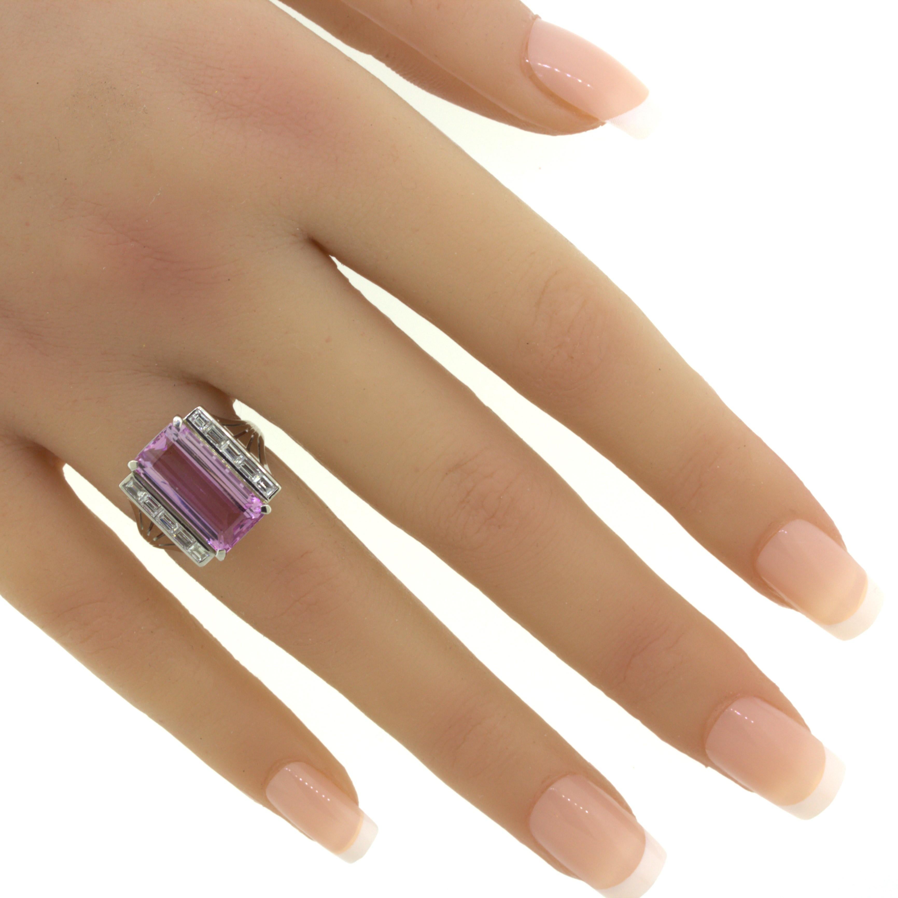 7.80 Carat Imperial “Barbie Pink” Topaz Diamond Platinum Ring For Sale 4
