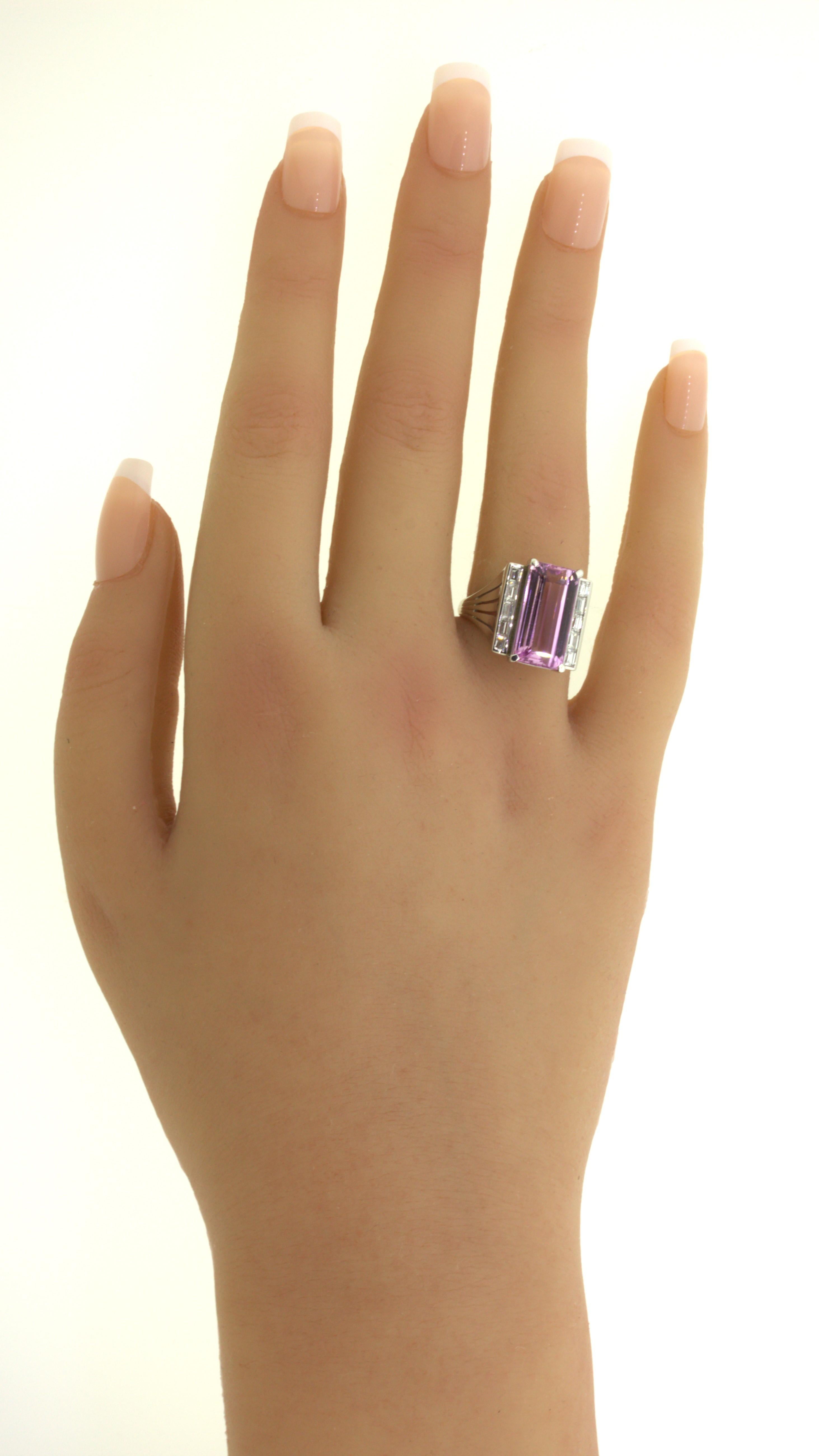 7.80 Carat Imperial “Barbie Pink” Topaz Diamond Platinum Ring For Sale 5