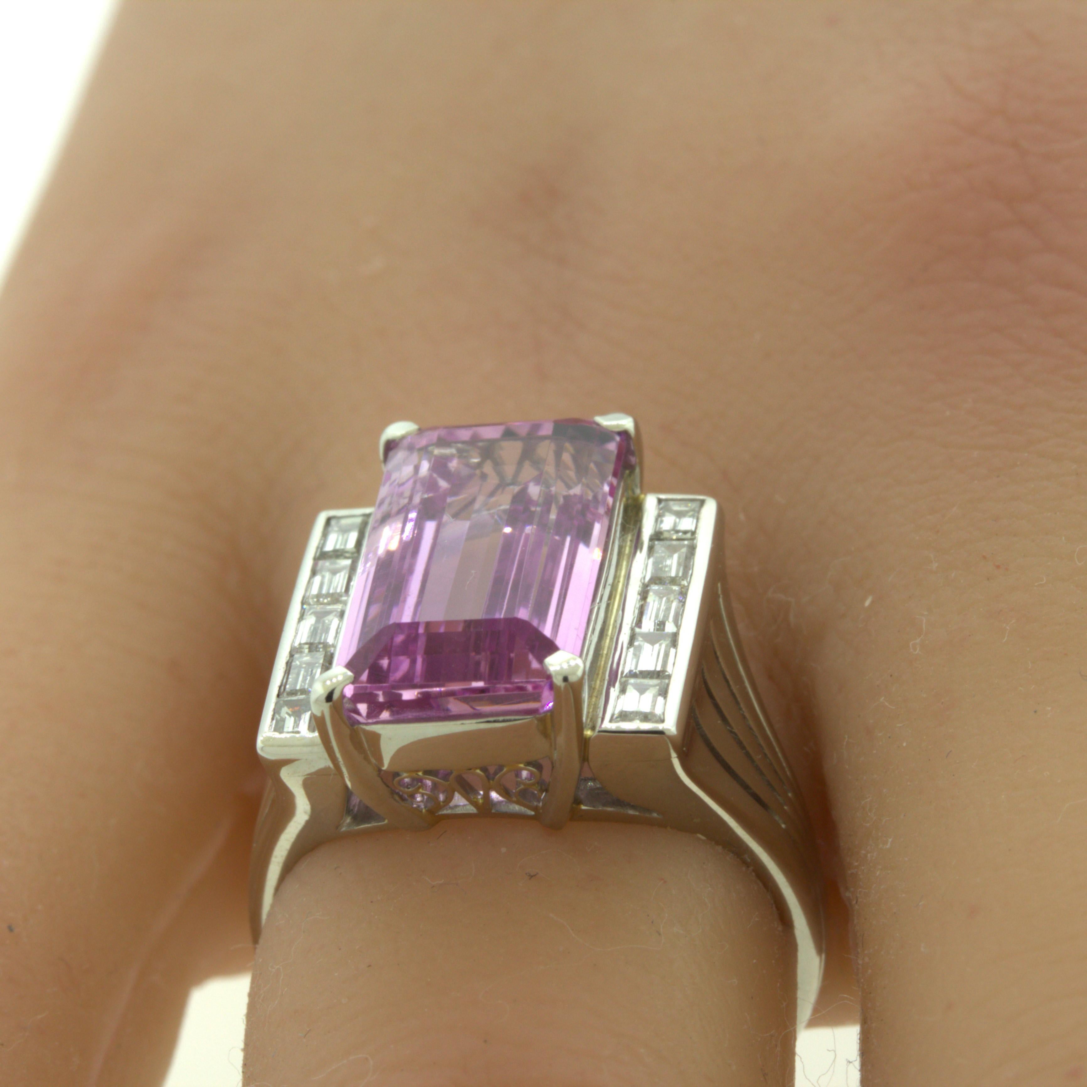 7.80 Carat Imperial “Barbie Pink” Topaz Diamond Platinum Ring In New Condition For Sale In Beverly Hills, CA