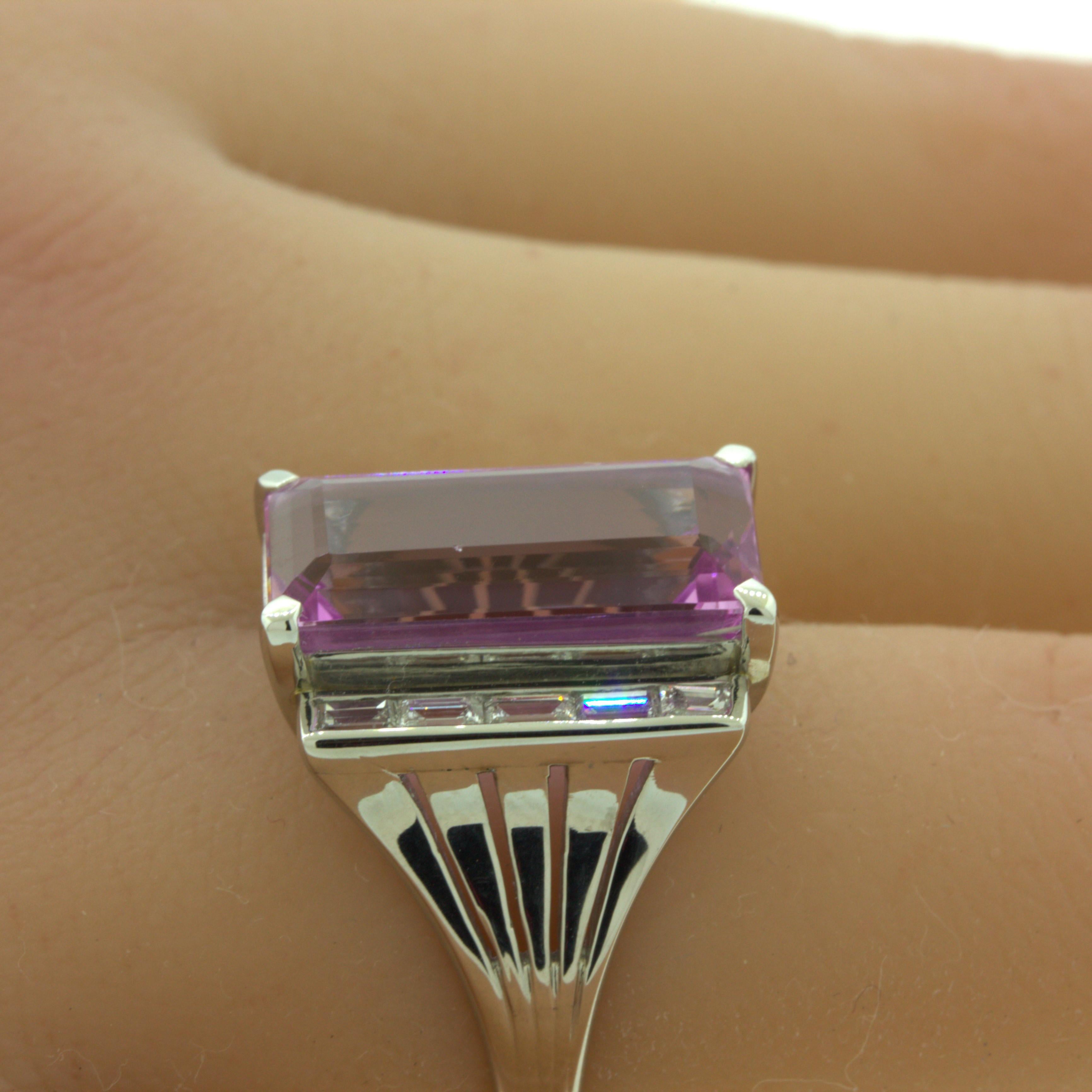 Women's 7.80 Carat Imperial “Barbie Pink” Topaz Diamond Platinum Ring For Sale