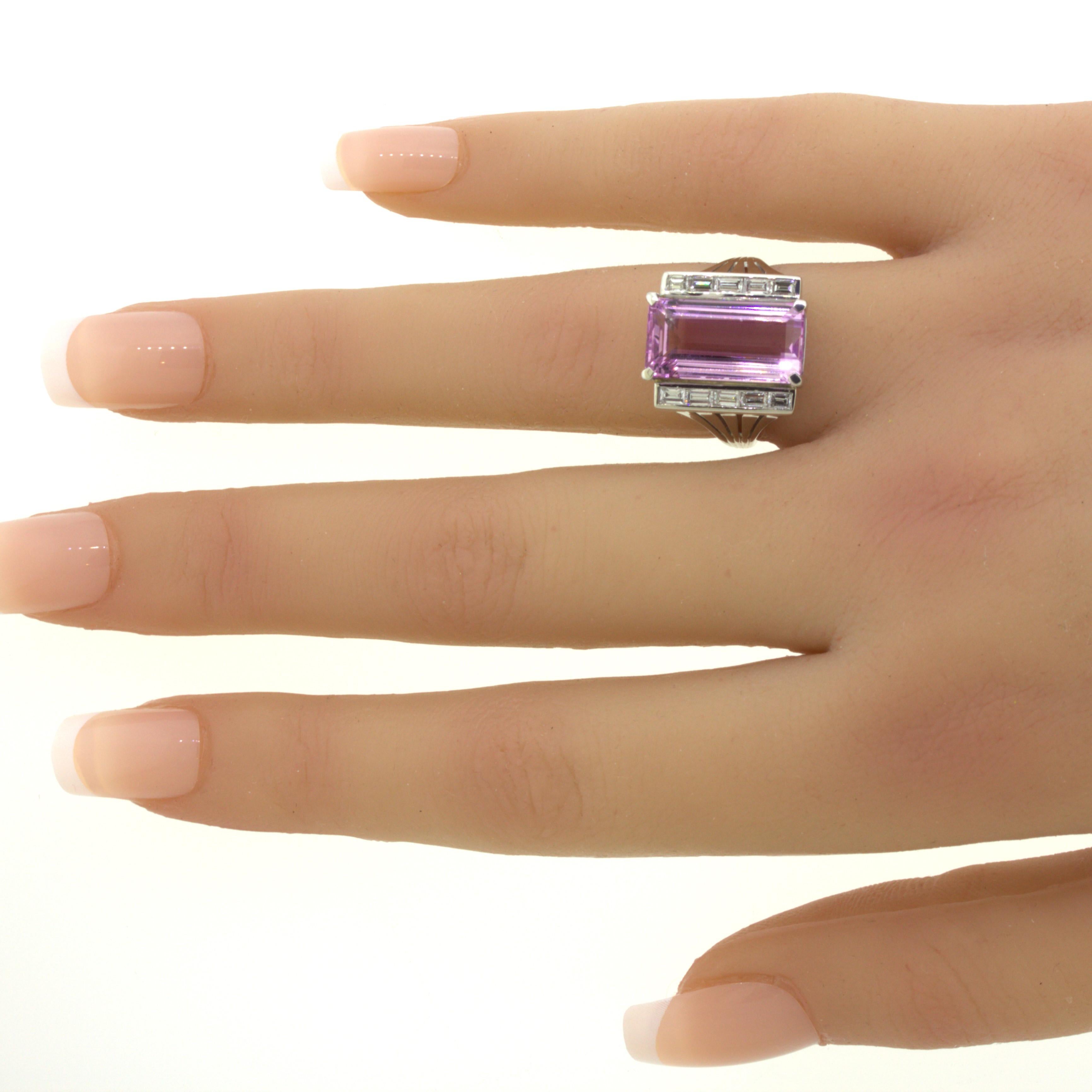 7.80 Carat Imperial “Barbie Pink” Topaz Diamond Platinum Ring For Sale 2