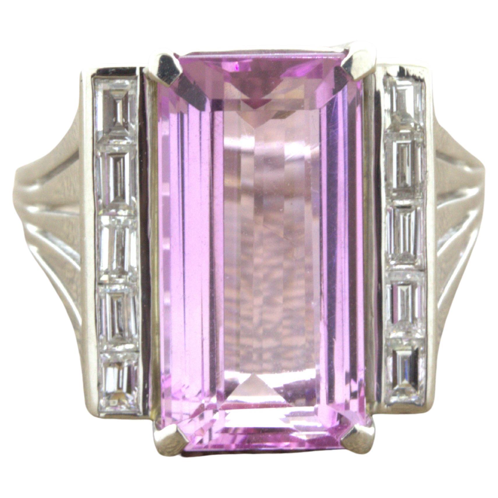 7.80 Carat Imperial “Barbie Pink” Topaz Diamond Platinum Ring For Sale