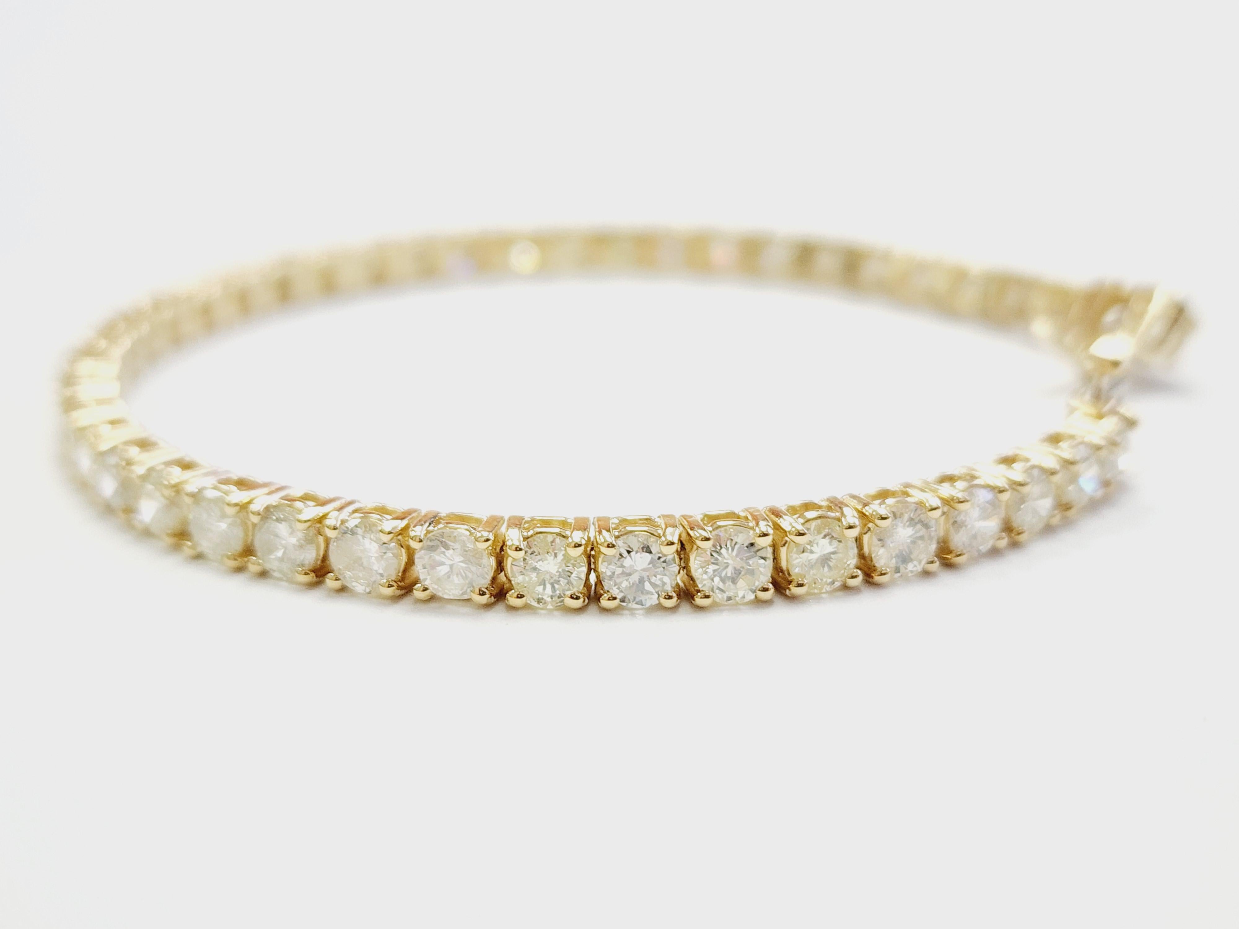 7.80 Carat Natural Diamond Tennis Bracelet 14 Karat Yellow Gold 1