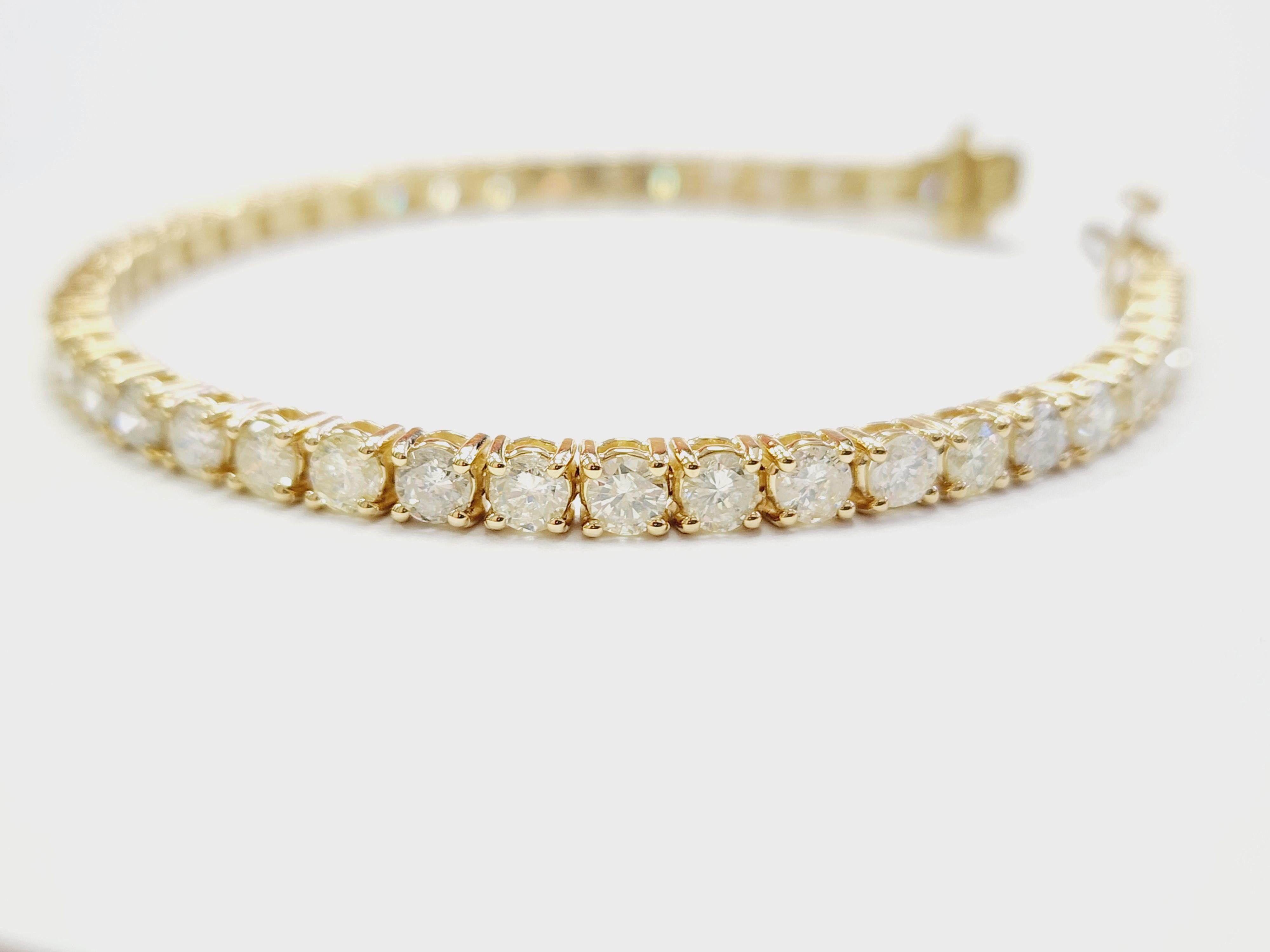 7.80 Carat Natural Diamond Tennis Bracelet 14 Karat Yellow Gold 2