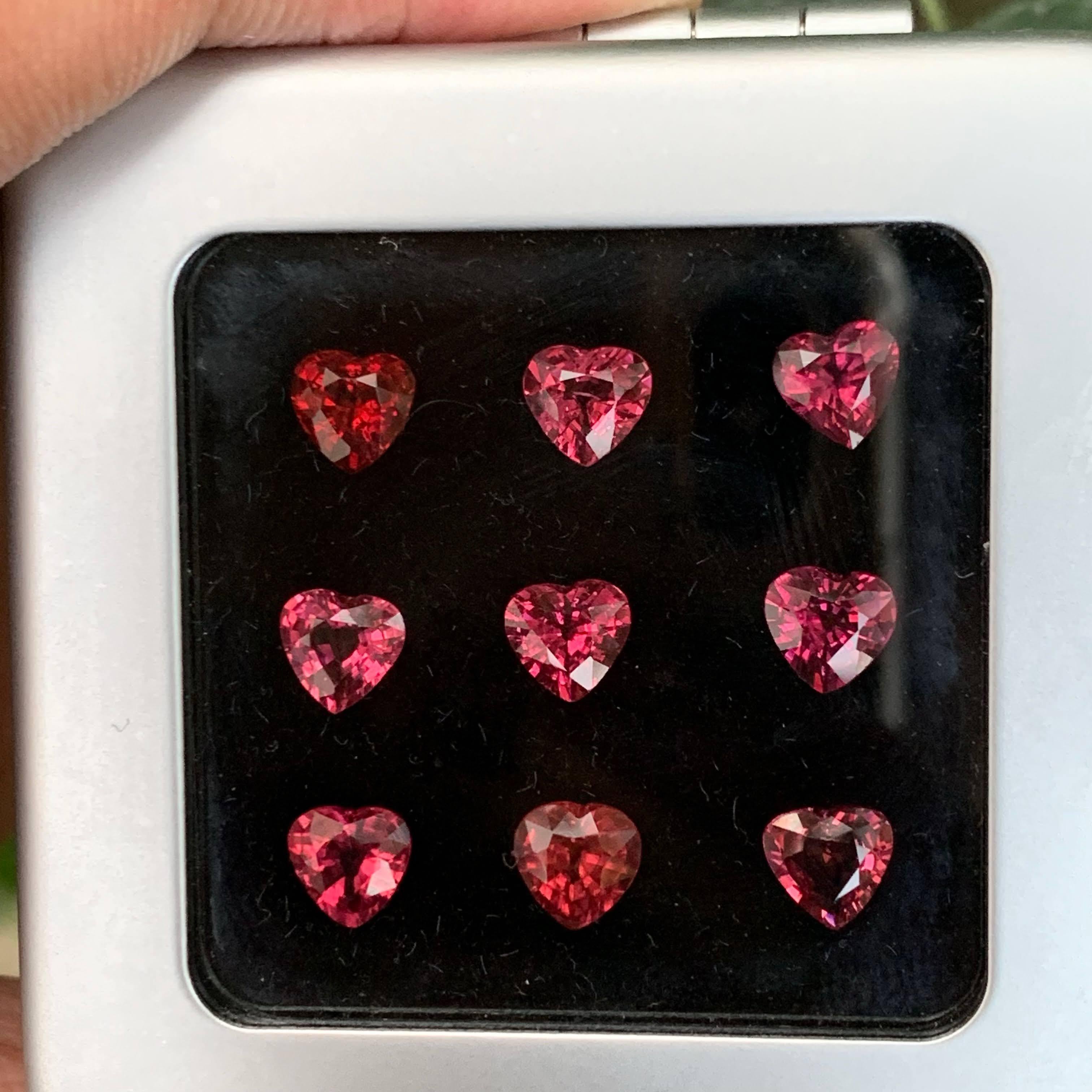 7,80 Karat natürliche lose herzförmige rote Granat Lot Madagaskars Edelstein im Angebot 4