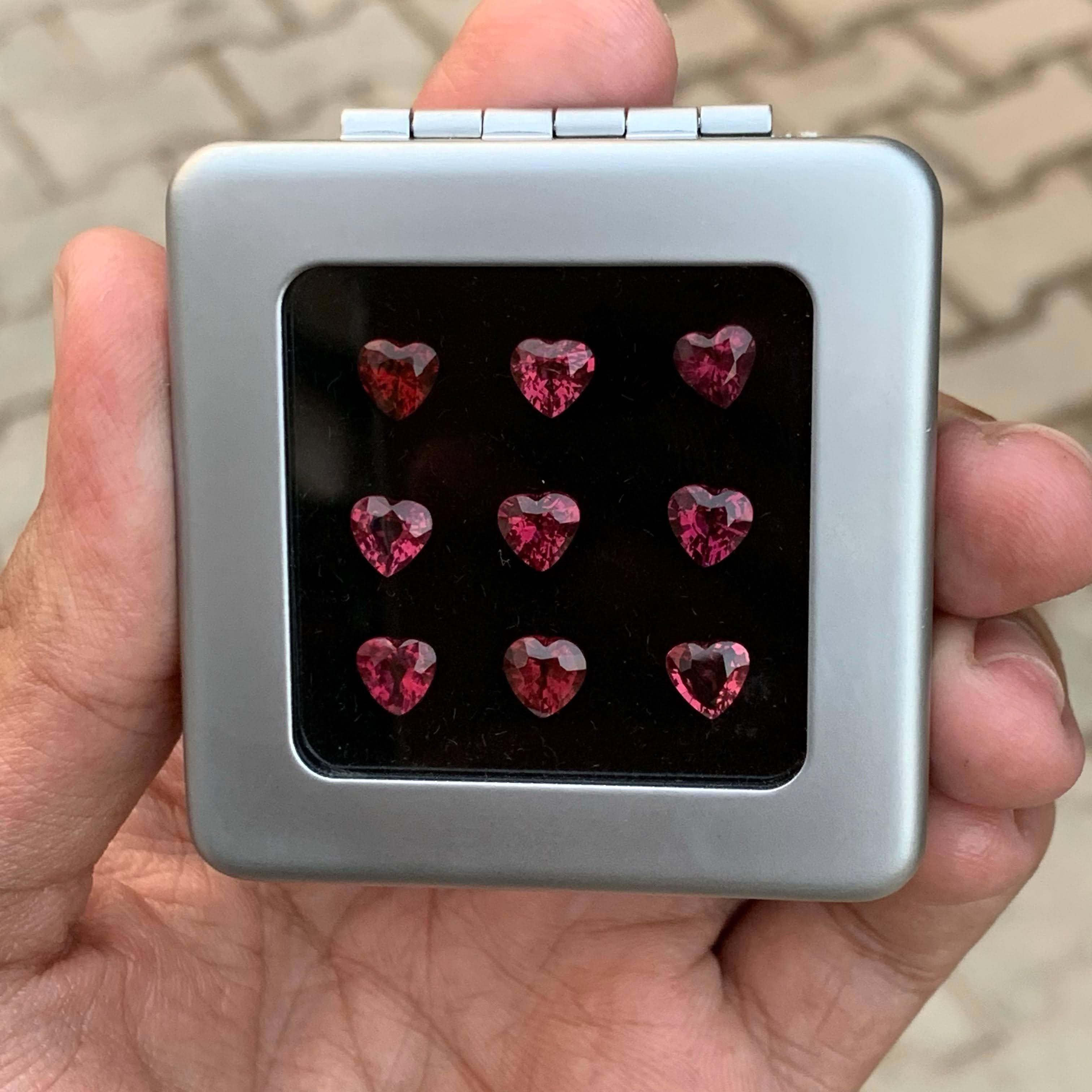 7,80 Karat natürliche lose herzförmige rote Granat Lot Madagaskars Edelstein im Angebot 5