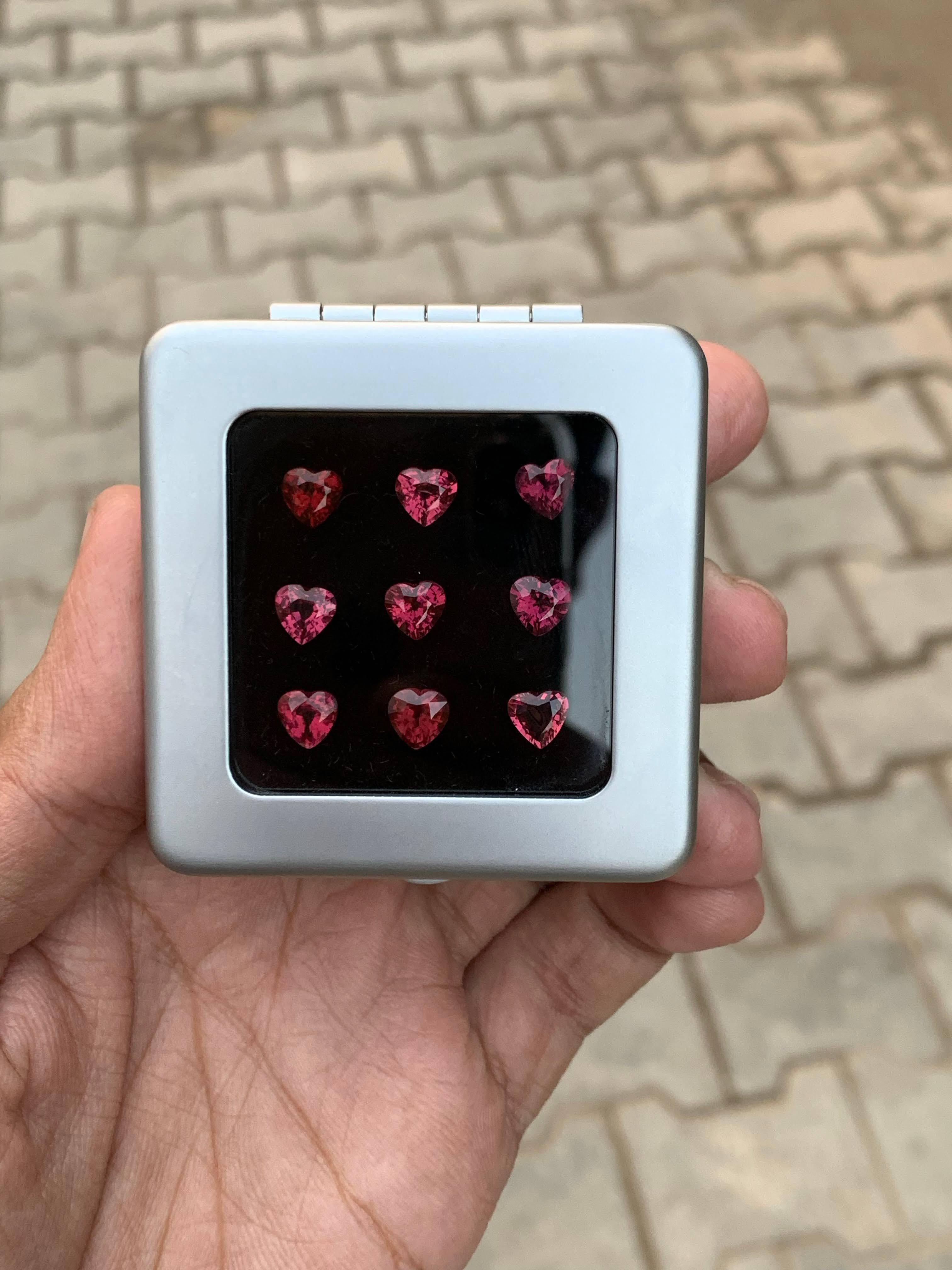 7,80 Karat natürliche lose herzförmige rote Granat Lot Madagaskars Edelstein im Angebot 2