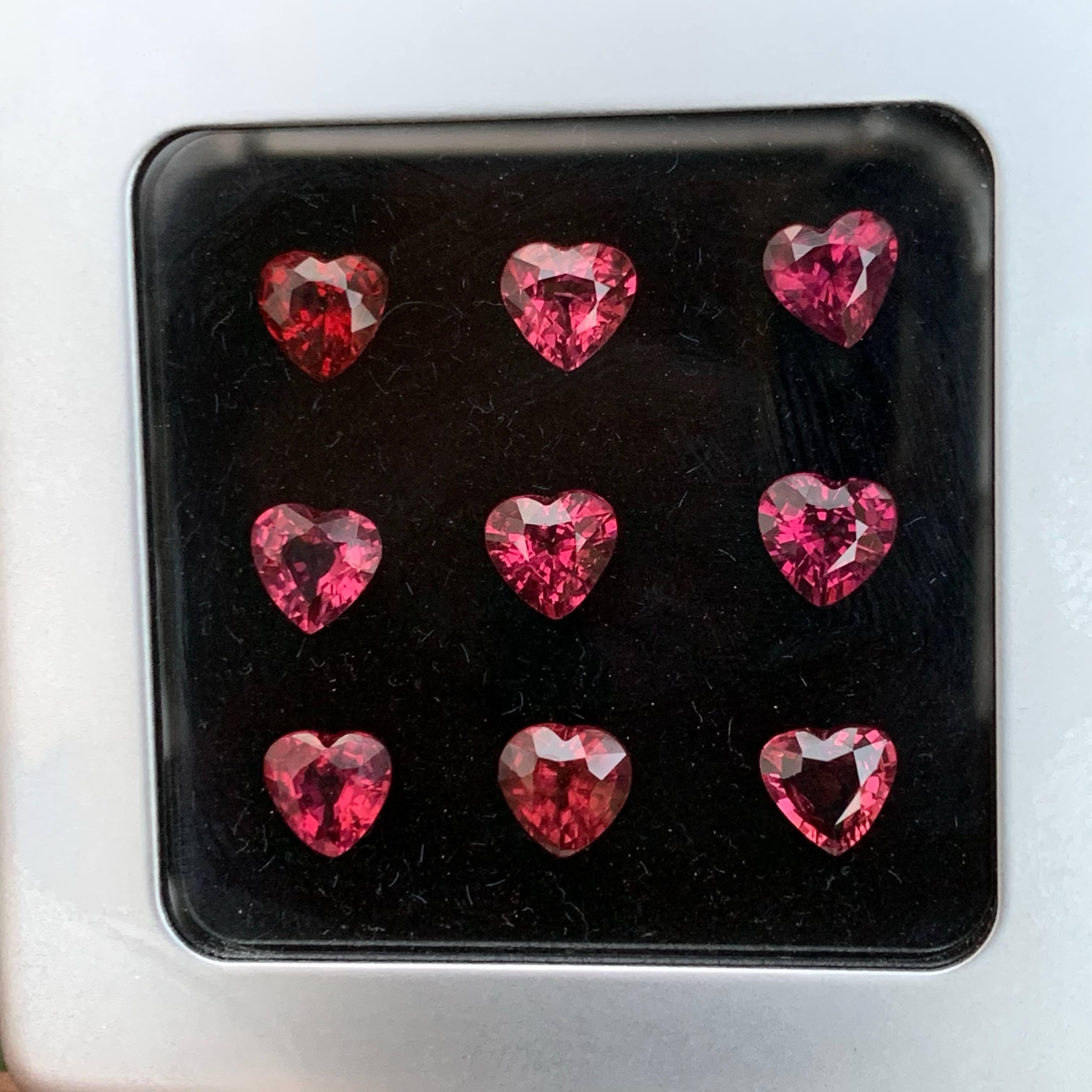 7,80 Karat natürliche lose herzförmige rote Granat Lot Madagaskars Edelstein im Angebot 3