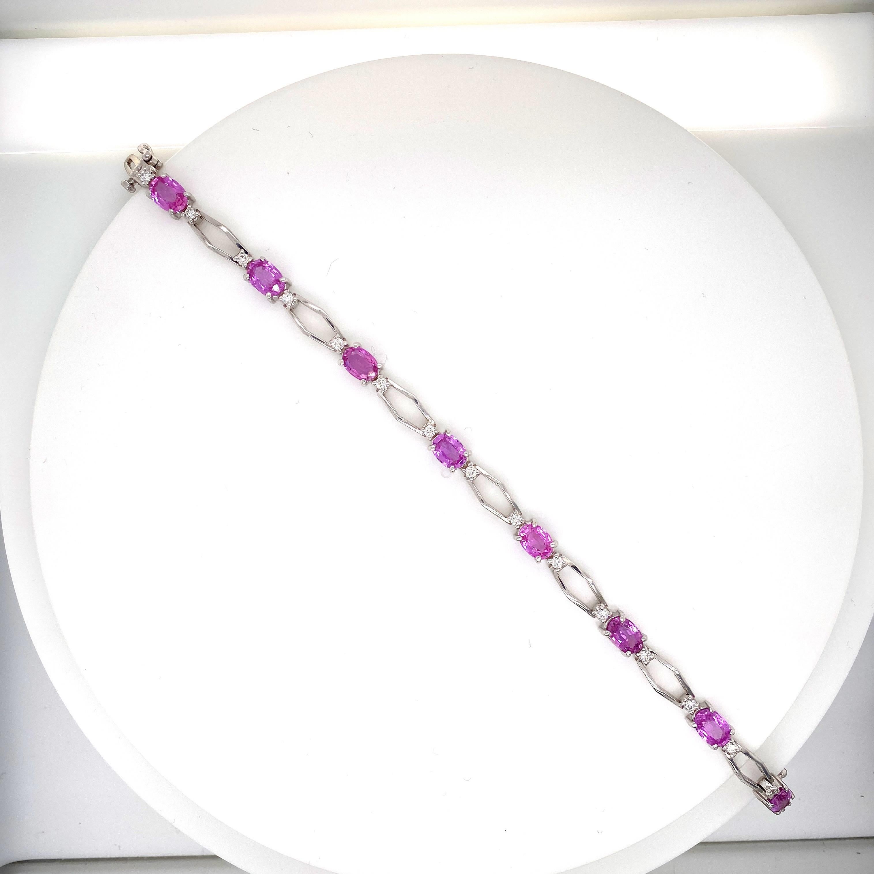 Women's 7.80 Carat Pink Sapphire and Diamond Bracelet