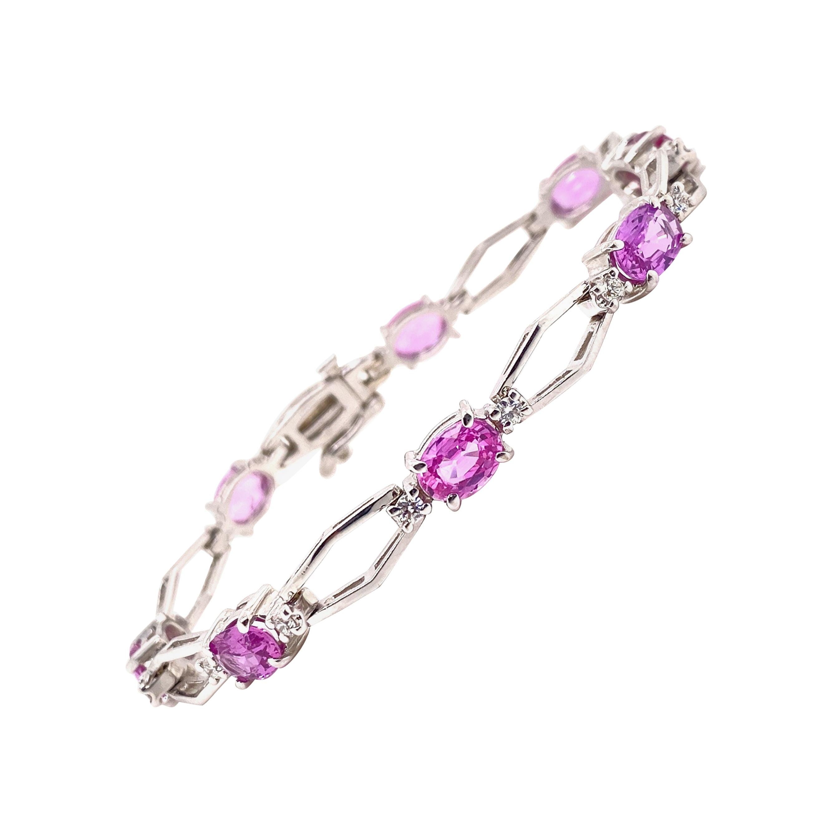 7.80 Carat Pink Sapphire and Diamond Bracelet